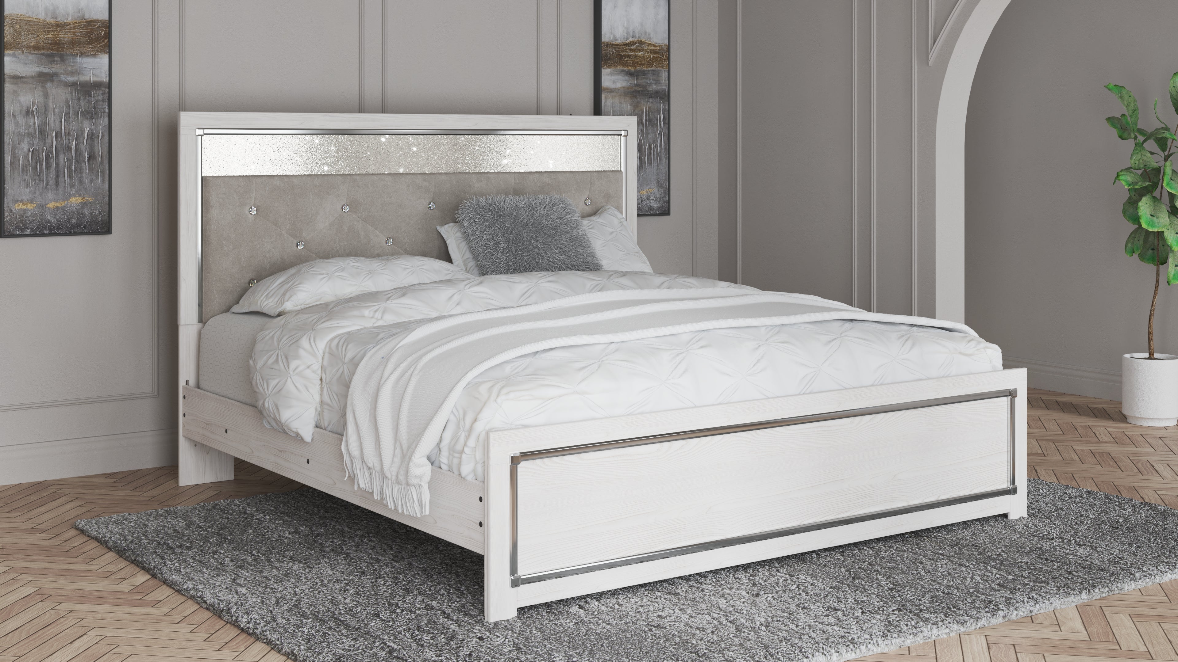 Prime Furniture - Ashley Furniture - Altyra Bedroom - King Panel Bed / White - B2640B3