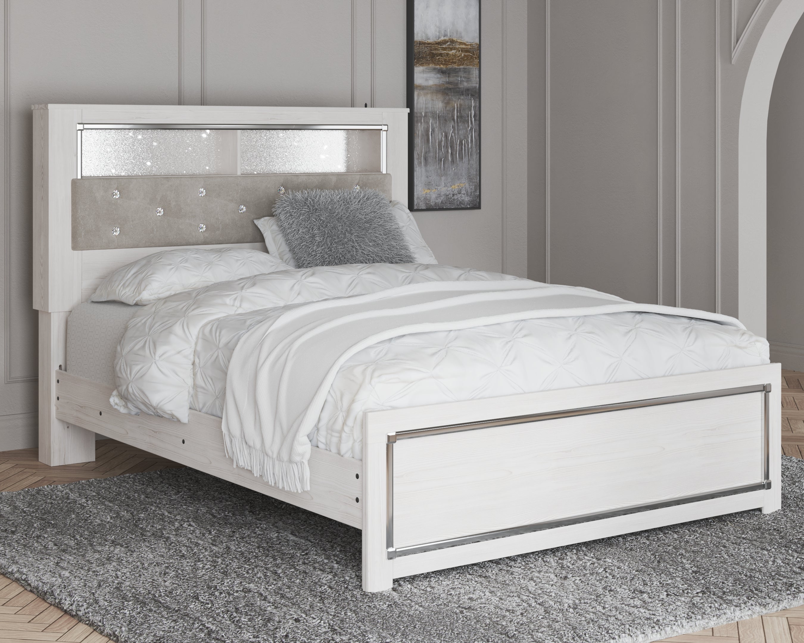 Prime Furniture - Ashley Furniture - Altyra Bedroom - Queen Panel Bookcase Bed / White - B2640B4