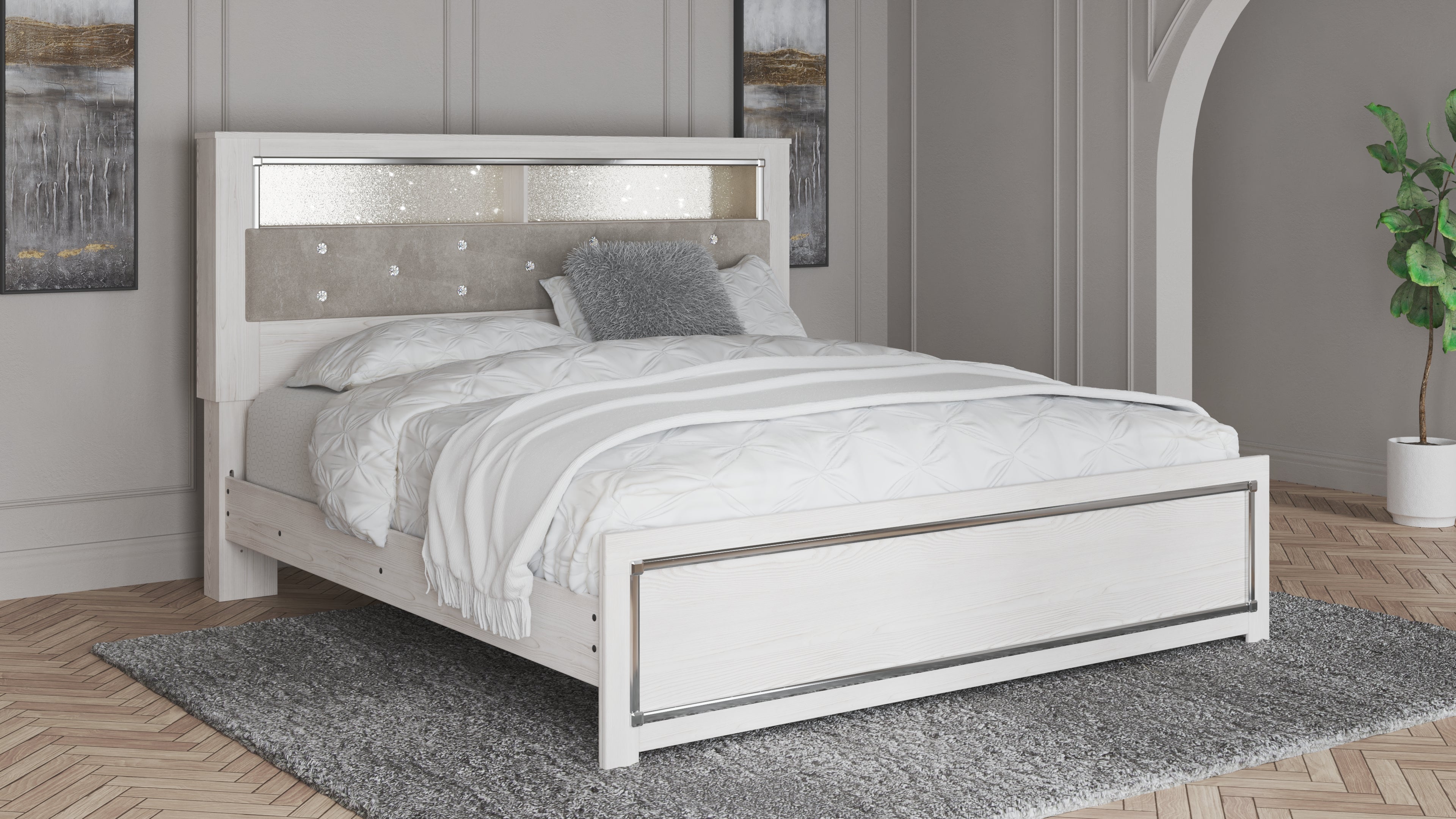 Prime Furniture - Ashley Furniture - Altyra Bedroom - King Panel Bookcase Bed / White - B2640B5