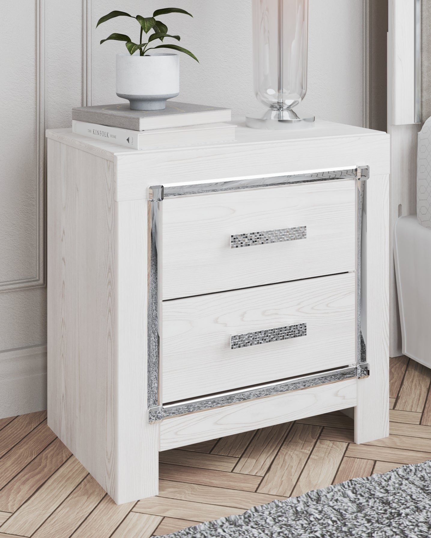 Prime Furniture - Ashley Furniture - Altyra Bedroom - Two Drawer Night Stand / White - B2640-92