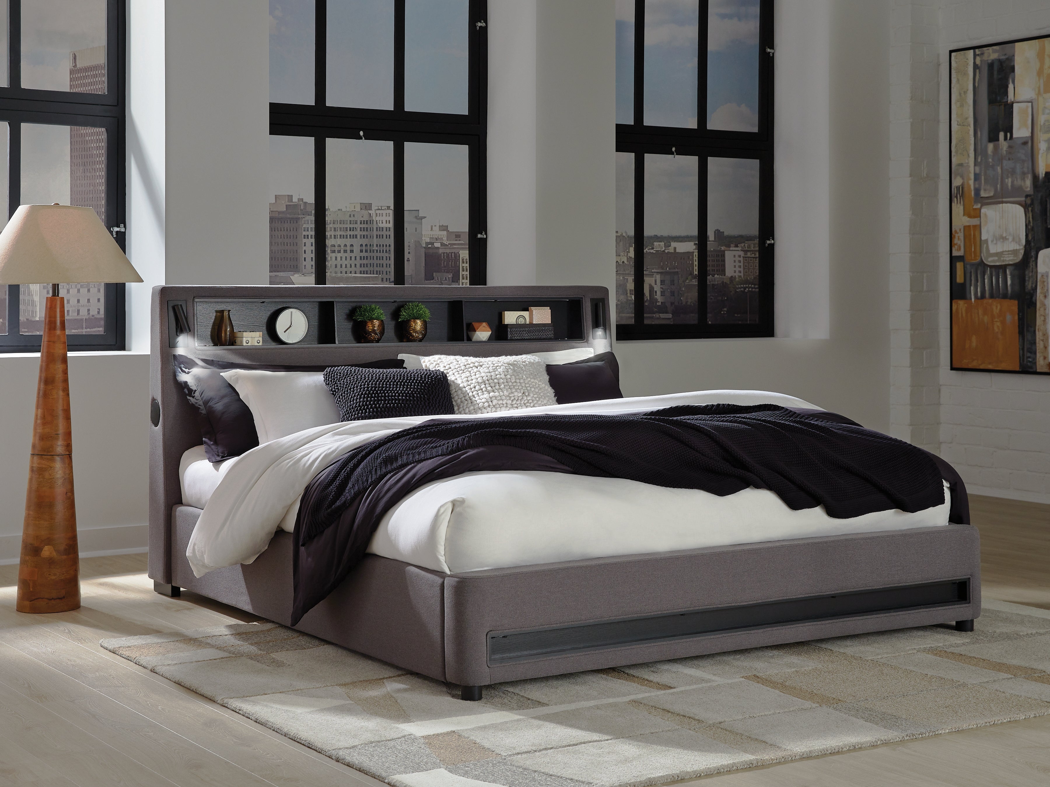 Prime Furniture - Ashley Furniture - Verishaw Bedroom - King Upholstered Bed / Gray - PCB2721B21