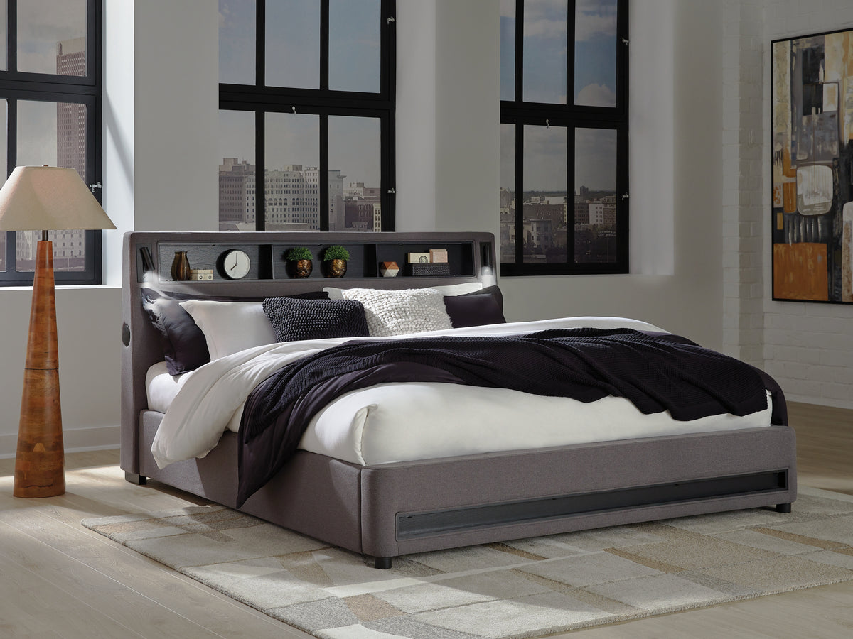 Prime Furniture - Ashley Furniture - Verishaw Bedroom - King Upholstered Bed / Gray - PCB2721B21