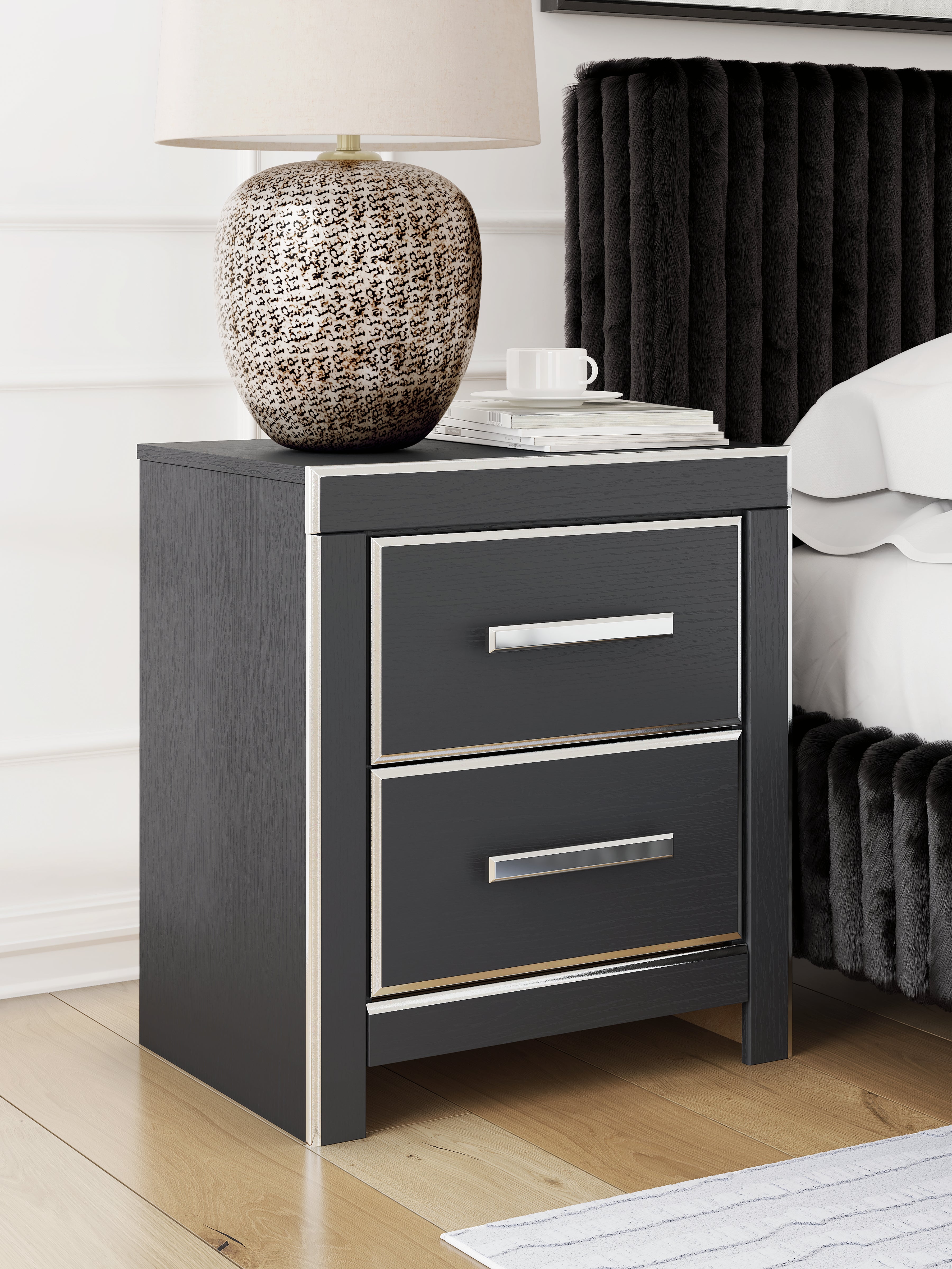 Prime Furniture - Ashley Furniture - Zuraleus Bedroom - Two Drawer Night Stand / Black - PCB3380-92