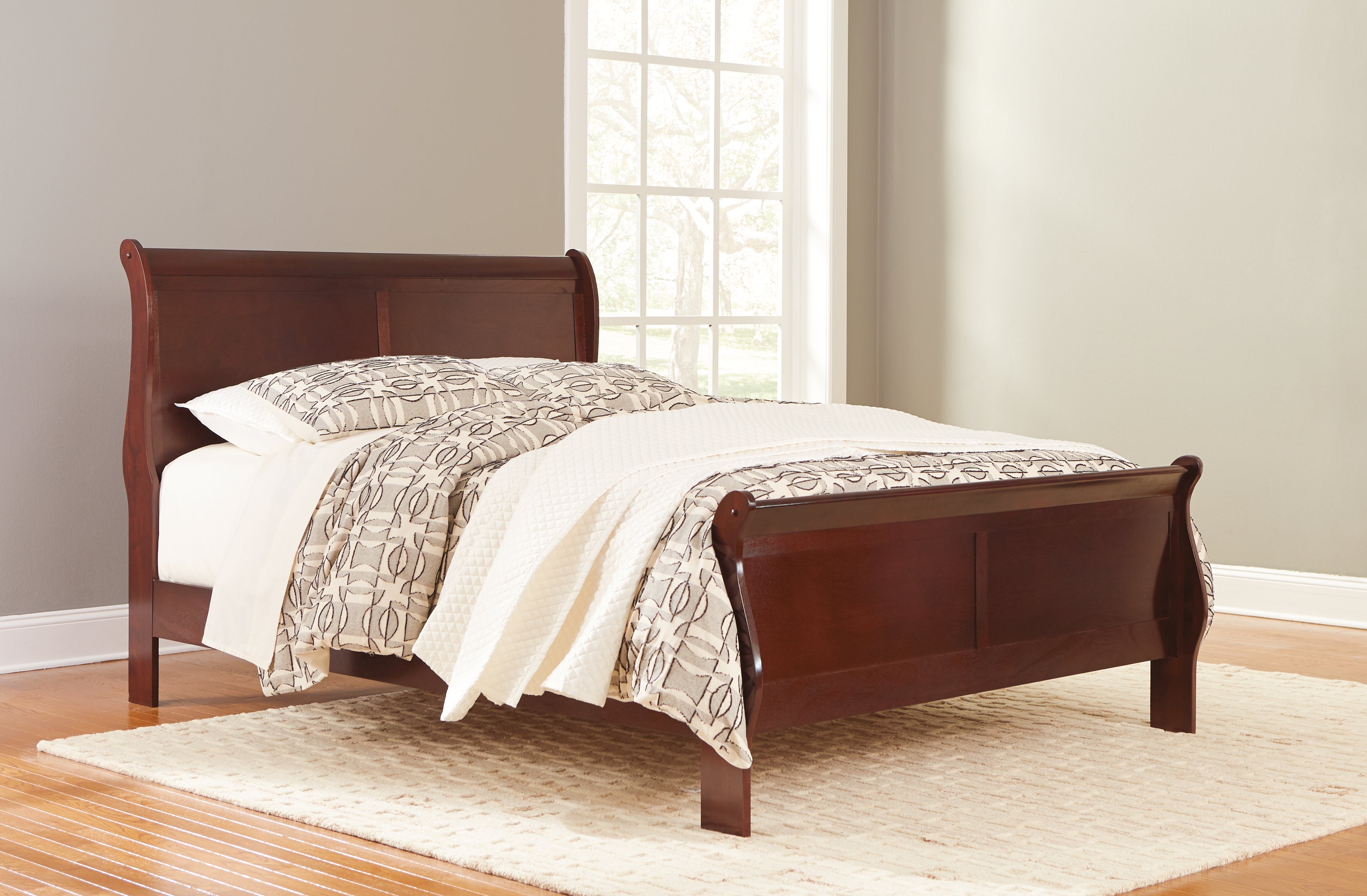 Prime Furniture - Ashley Furniture - Alisdair Bedroom - Queen Sleigh Bed / Reddish Brown - B376B2