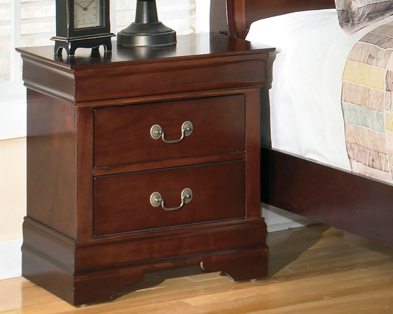 Prime Furniture - Ashley Furniture - Alisdair Bedroom - Two Drawer Night Stand / Reddish Brown - B376-92