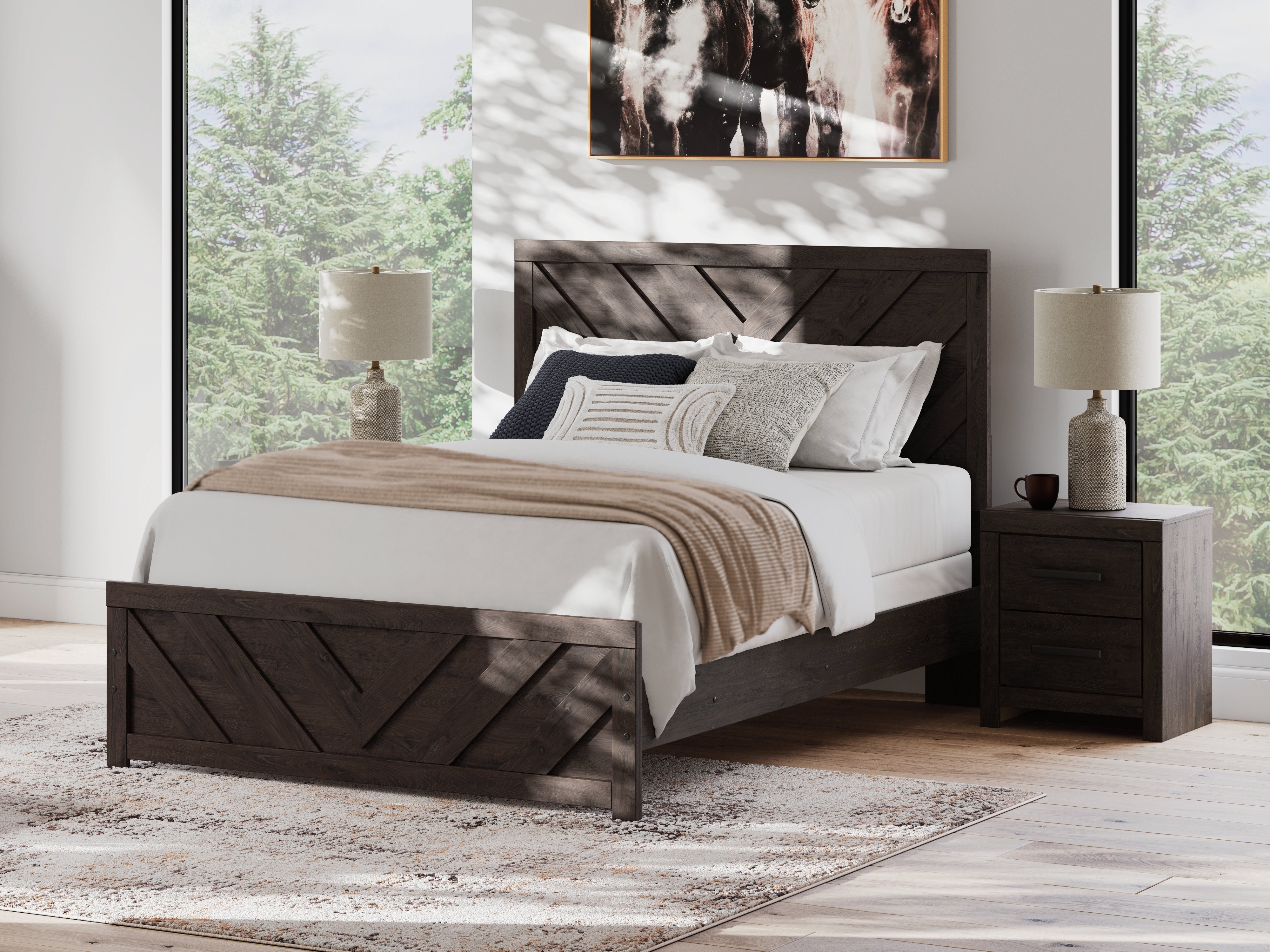 Prime Furniture - Ashley Furniture - Prendonea Bedroom - Queen Panel Bed / Charcoal - B3789B4