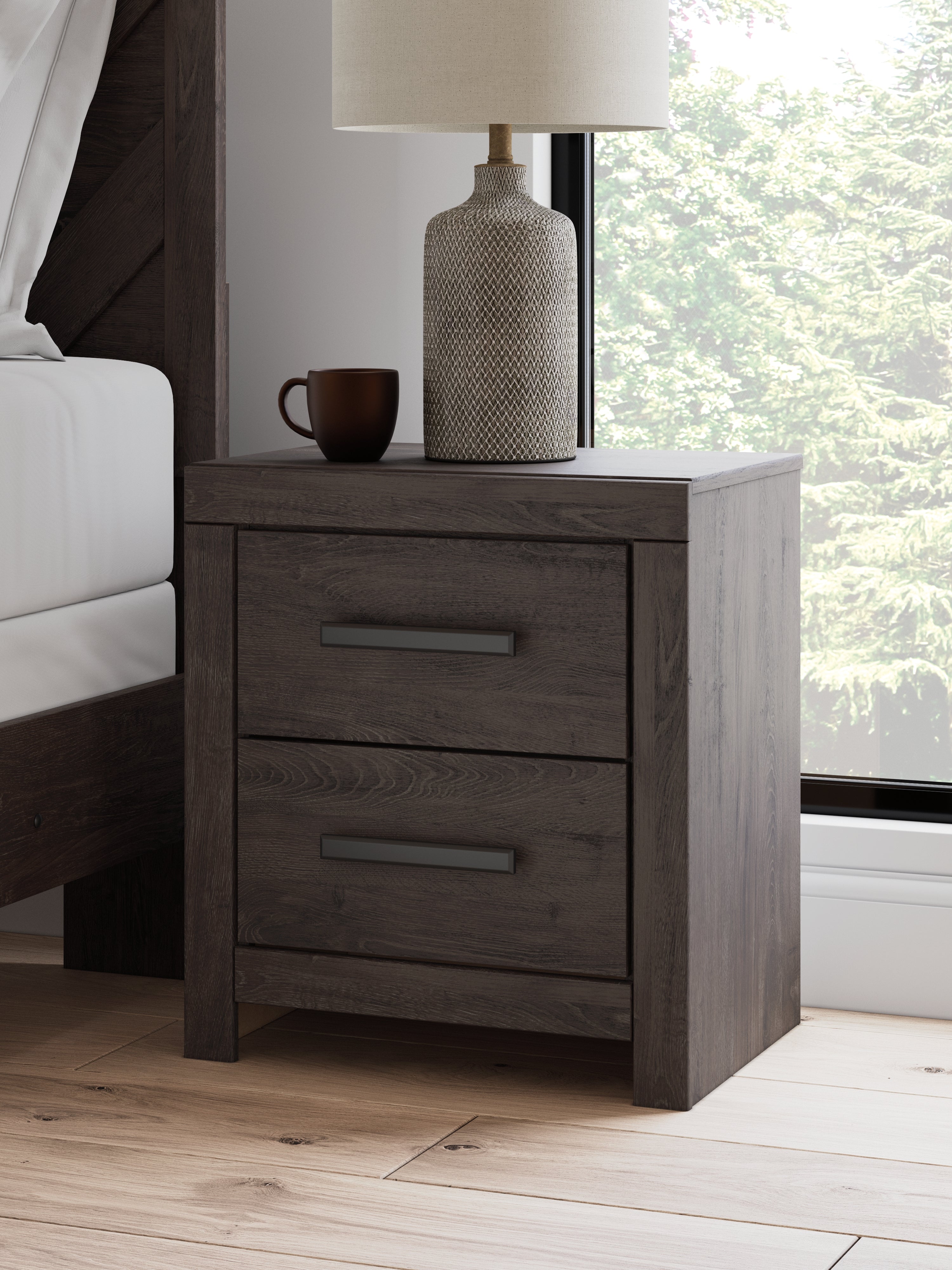 Prime Furniture - Ashley Furniture - Prendonea Bedroom - Two Drawer Night Stand / Charcoal - B3789-92