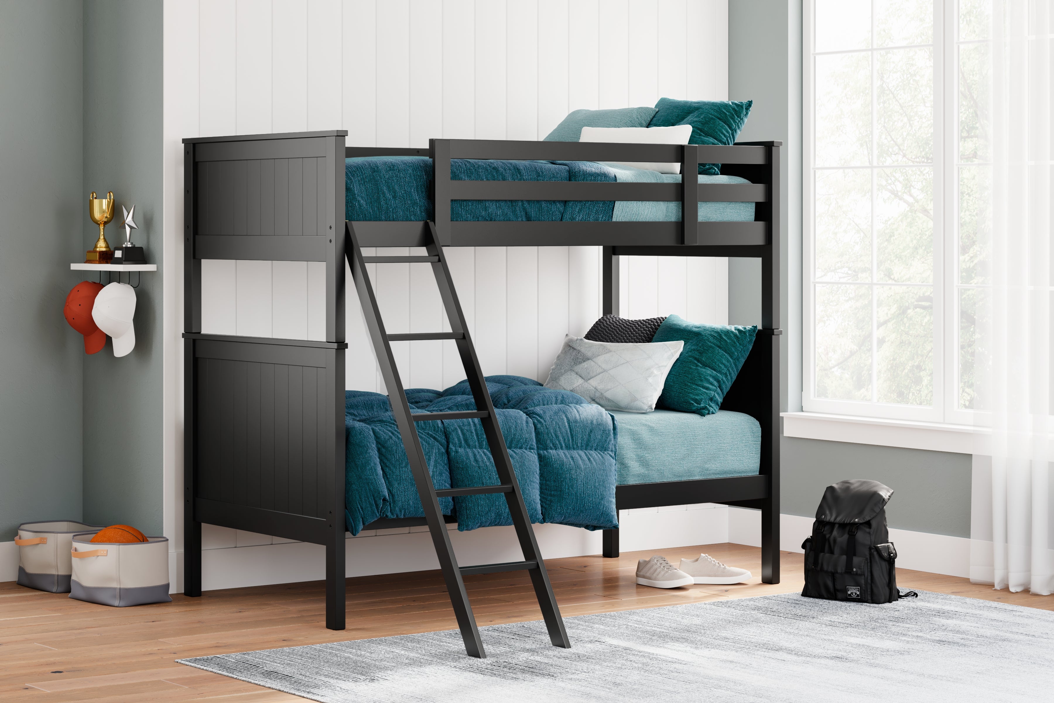 Prime Furniture - Ashley Furniture - Nextonfort Bedroom - Twin over Twin Bunk Bed / Black - B396B7