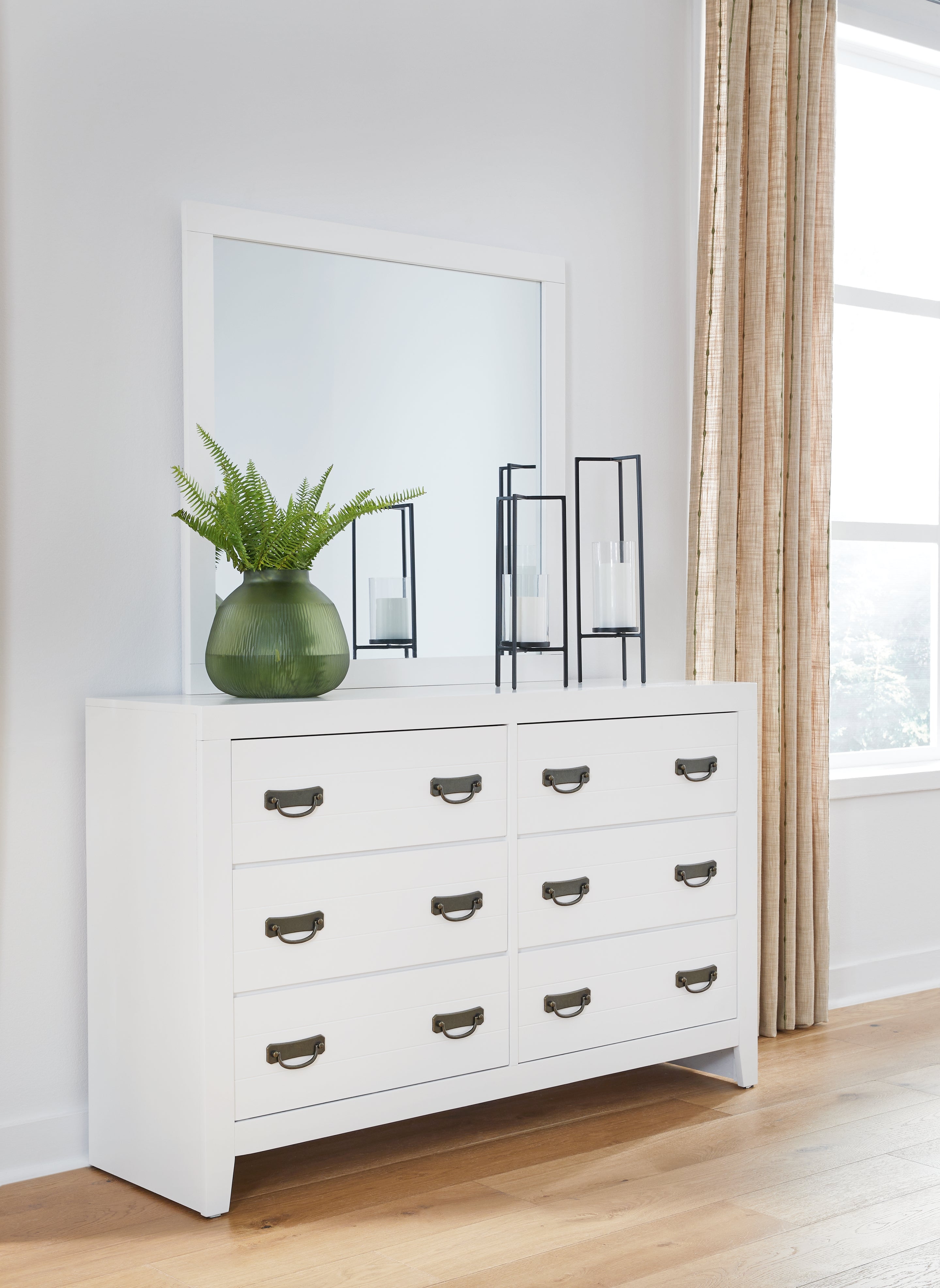 Prime Furniture - Ashley Furniture - Binterglen Bedroom - Dresser and Mirror / White - B427B1