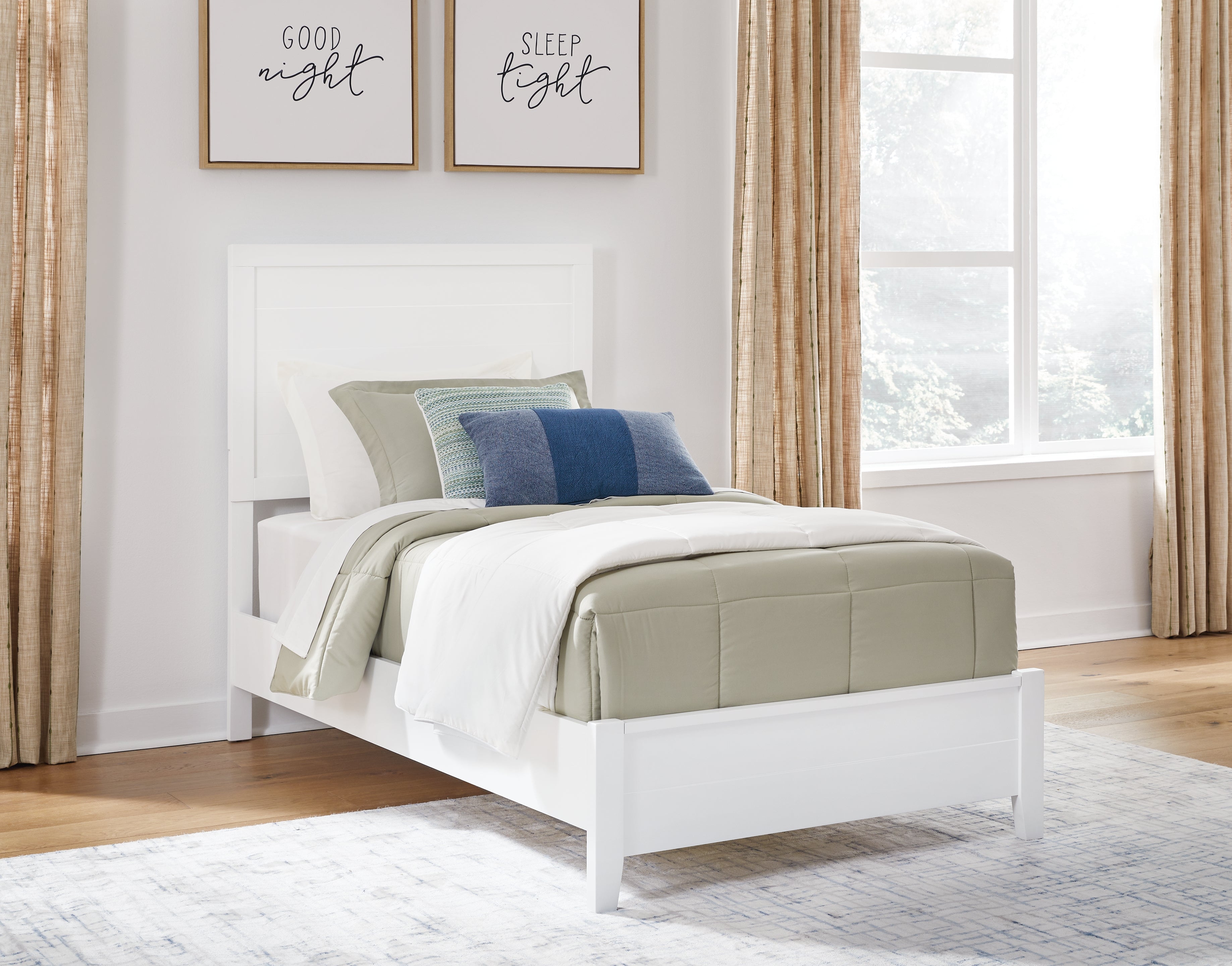 Prime Furniture - Ashley Furniture - Binterglen Bedroom - Twin Panel Bed / White - B427B2