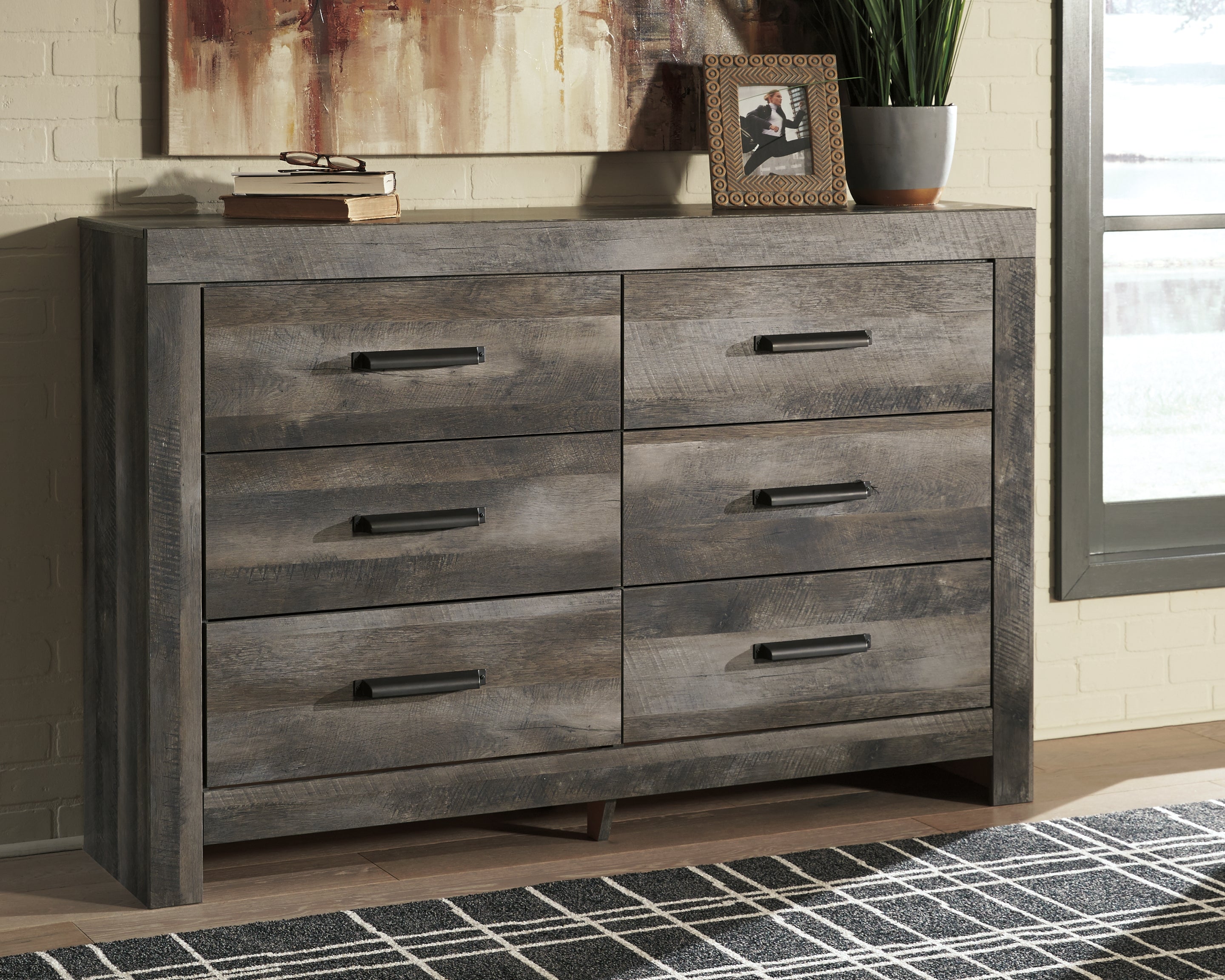 Prime Furniture - Ashley Furniture - Wynnlow Bedroom - Six Drawer Dresser / Gray - B440-31