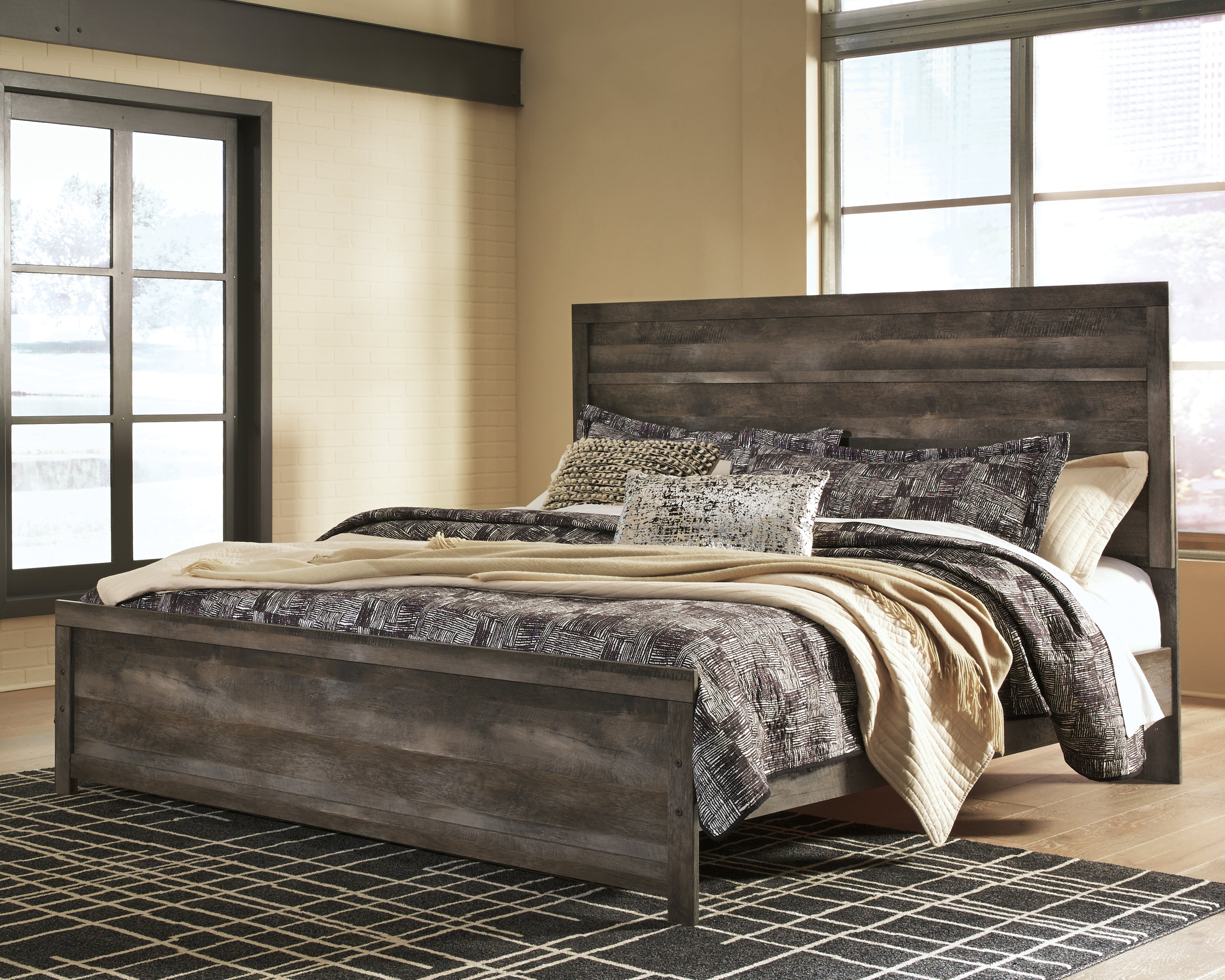 Prime Furniture - Ashley Furniture - Wynnlow Bedroom - King Panel Bed / Gray - B440B8