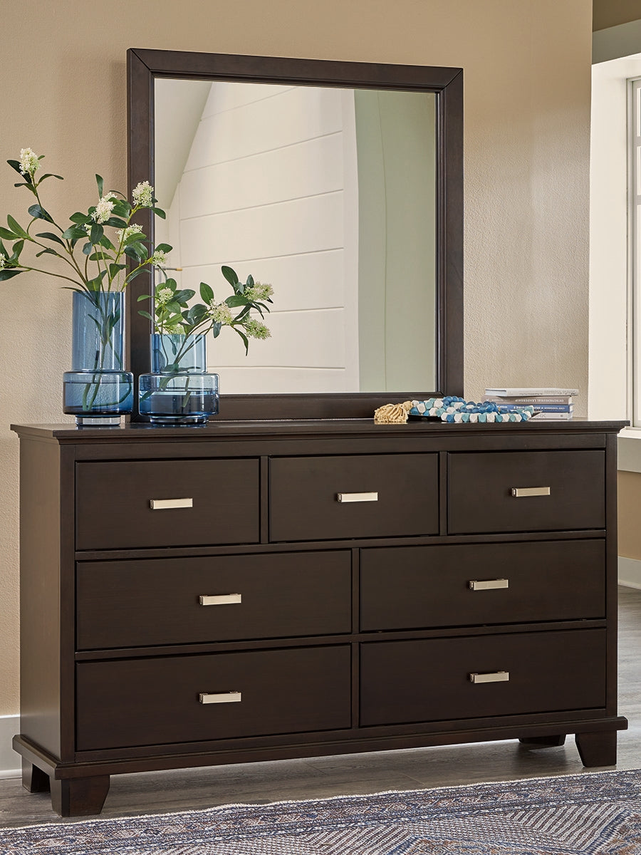 Prime Furniture - Ashley Furniture - Covetown Bedroom - Dresser and Mirror / Dark Brown - B441B1
