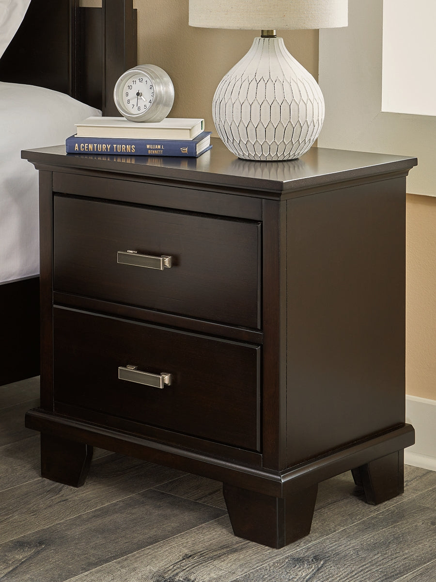 Prime Furniture - Ashley Furniture - Covetown Bedroom - Two Drawer Night Stand / Dark Brown - B441-92