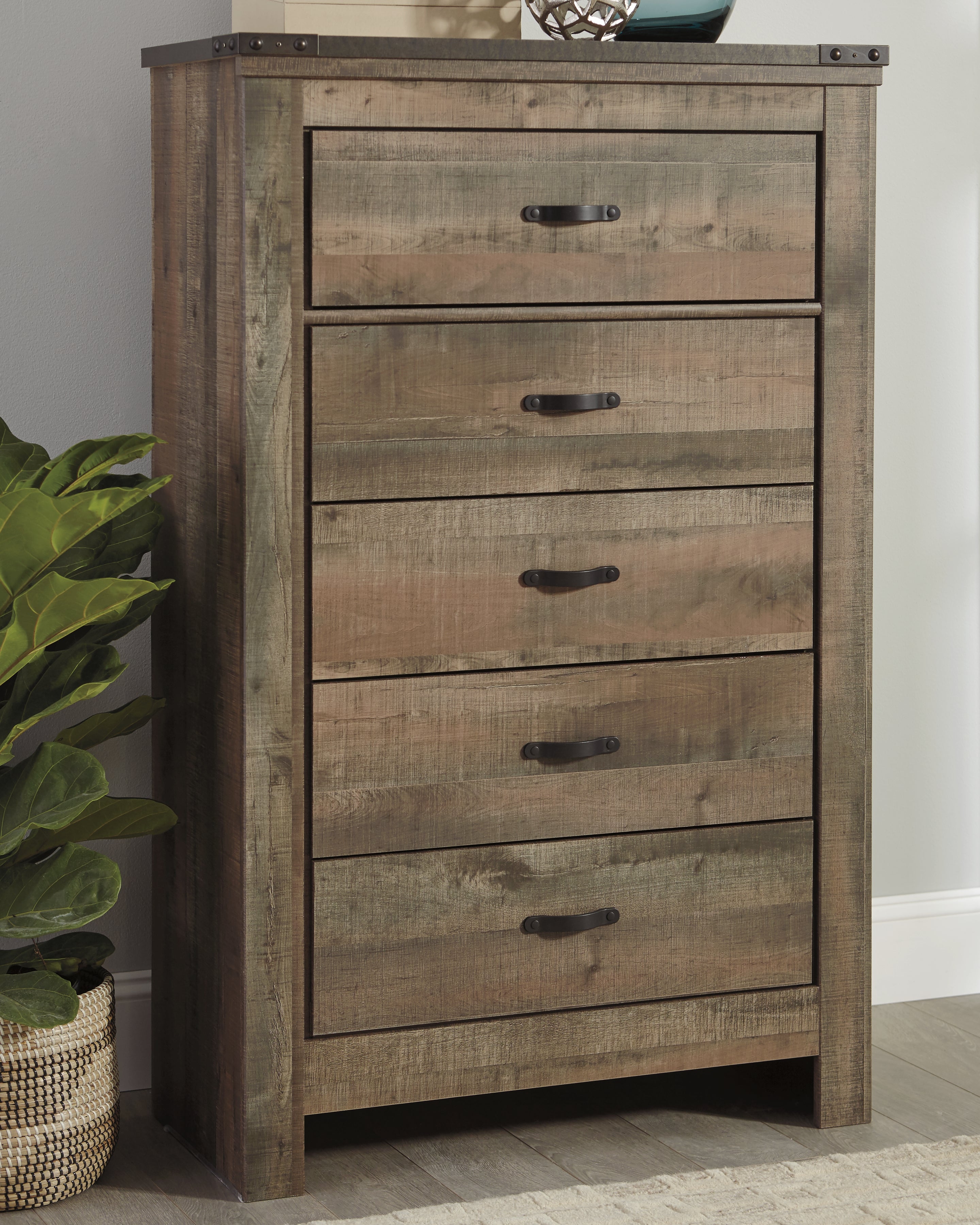 Prime Furniture - Ashley Furniture - Trinell Bedroom - Five Drawer Chest / Brown - B446-46