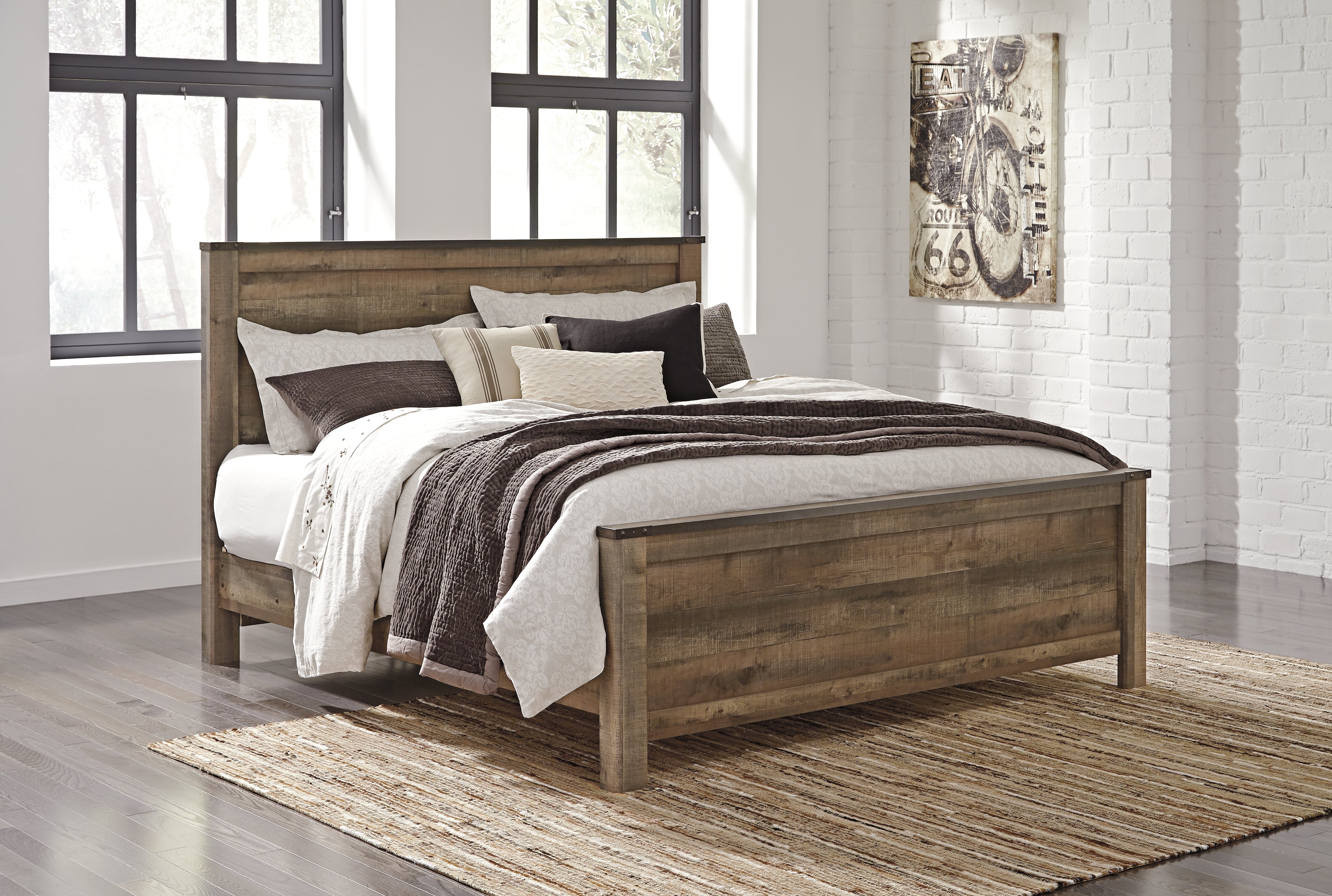Prime Furniture - Ashley Furniture - Trinell Bedroom - King Panel Bed / Brown - B446B23