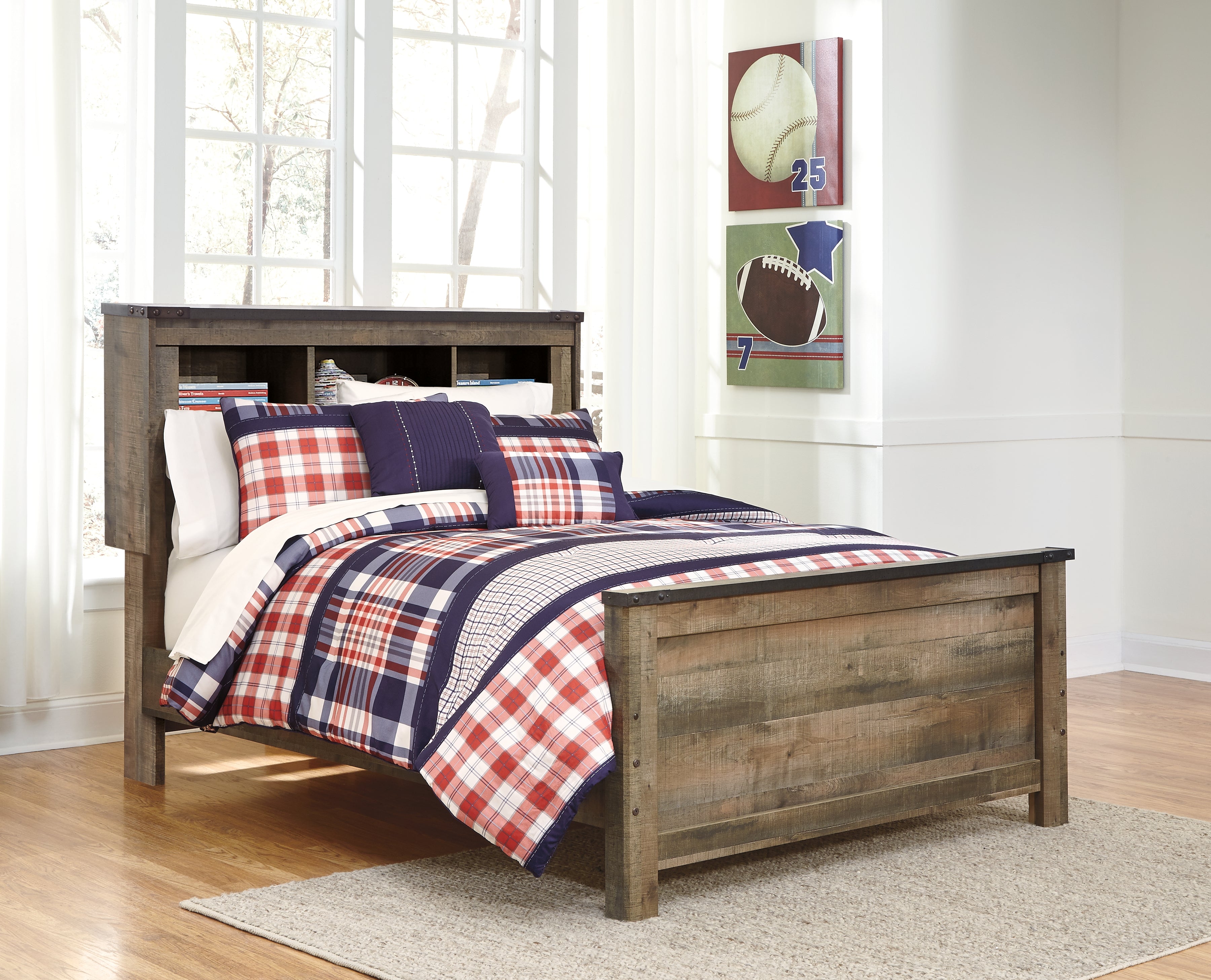 Prime Furniture - Ashley Furniture - Trinell Bedroom - Full Bookcase Panel Bed / Brown - B446B87