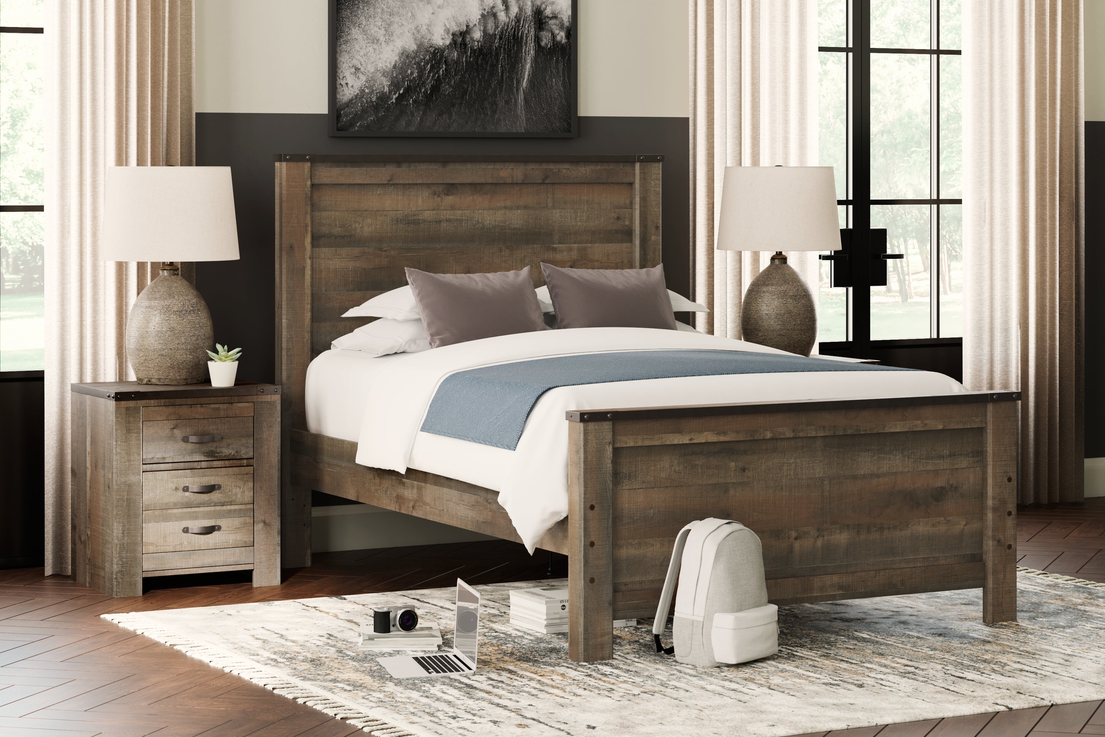 Prime Furniture - Ashley Furniture - Trinell Bedroom - Full Panel Bed / Brown - B446B3