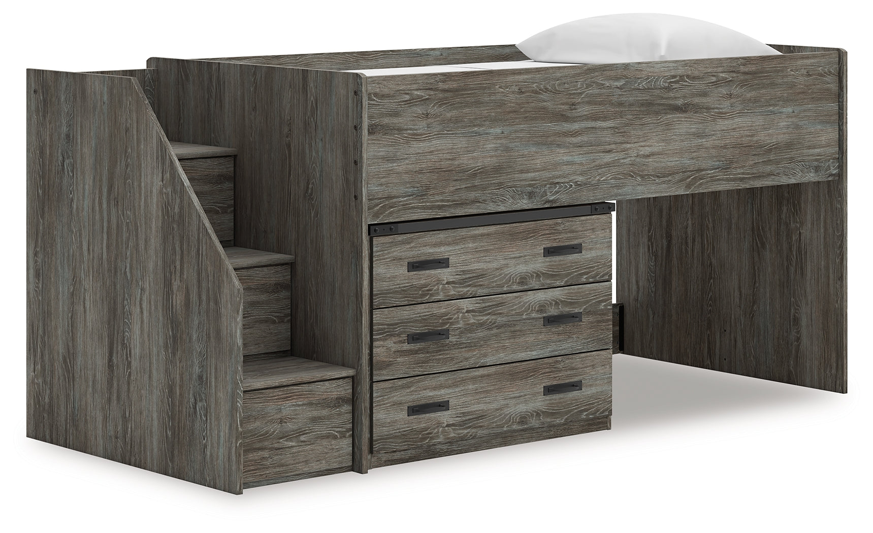 Prime Furniture - Ashley Furniture - Frandern Bedroom - Twin Loft Bed with Drawer Storage / Gray - B4480B15