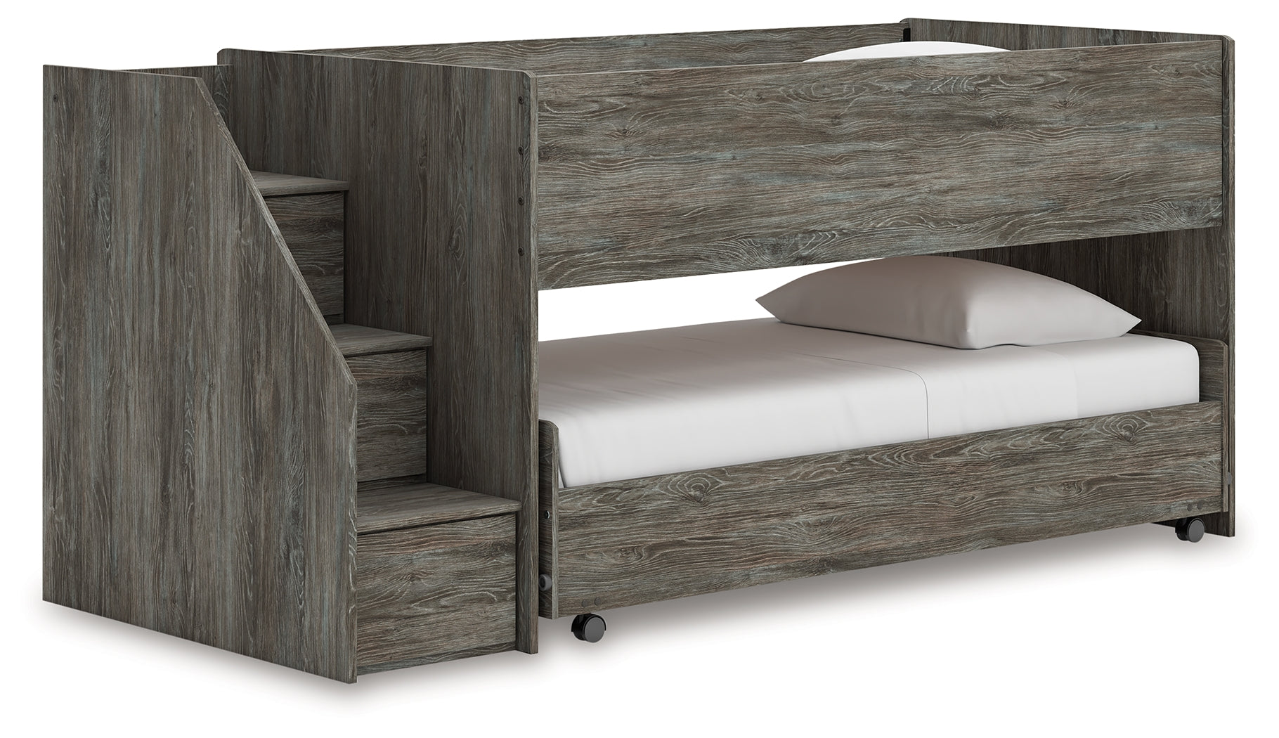 Prime Furniture - Ashley Furniture - Frandern Bedroom - Twin over Twin Loft Bed / Gray - B4480B13
