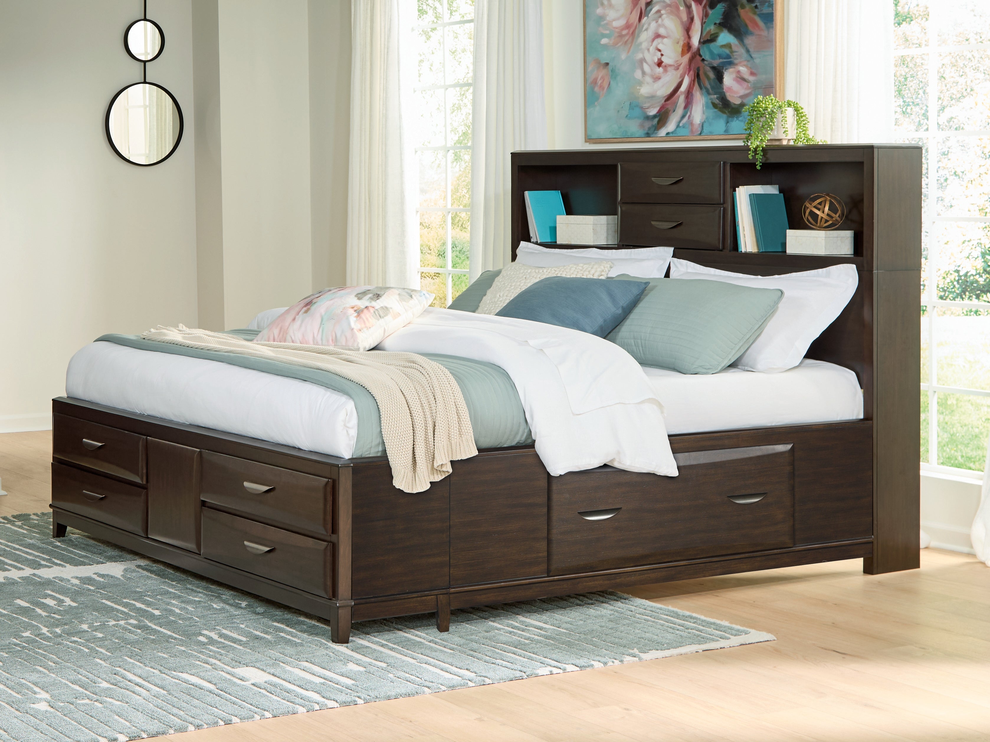 Prime Furniture - Ashley Furniture - Vanmore Bedroom - California King Storage Bed / Dark Brown - B479B7