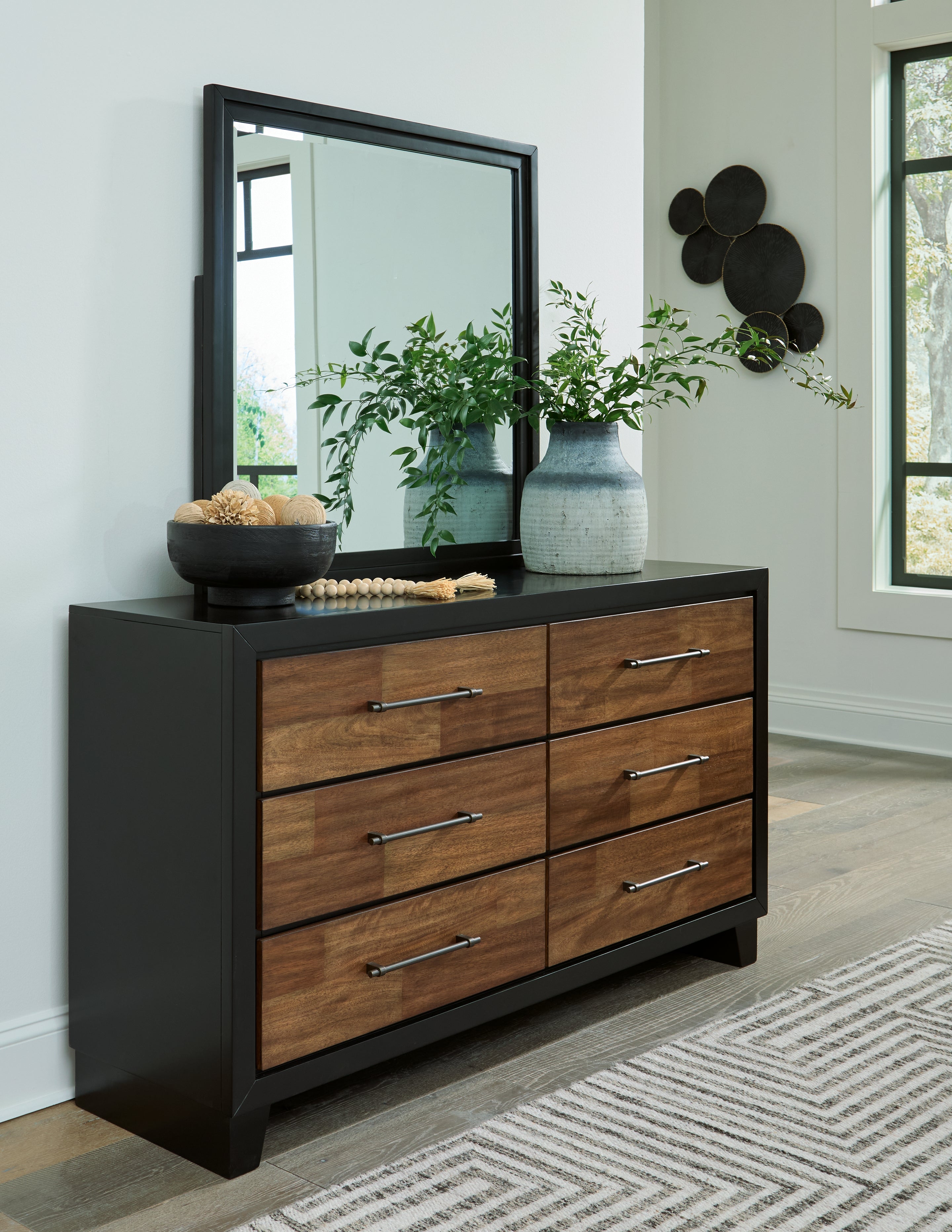Prime Furniture - Ashley Furniture - Kraeburn Bedroom - Dresser and Mirror / Brown/Black - B496B1