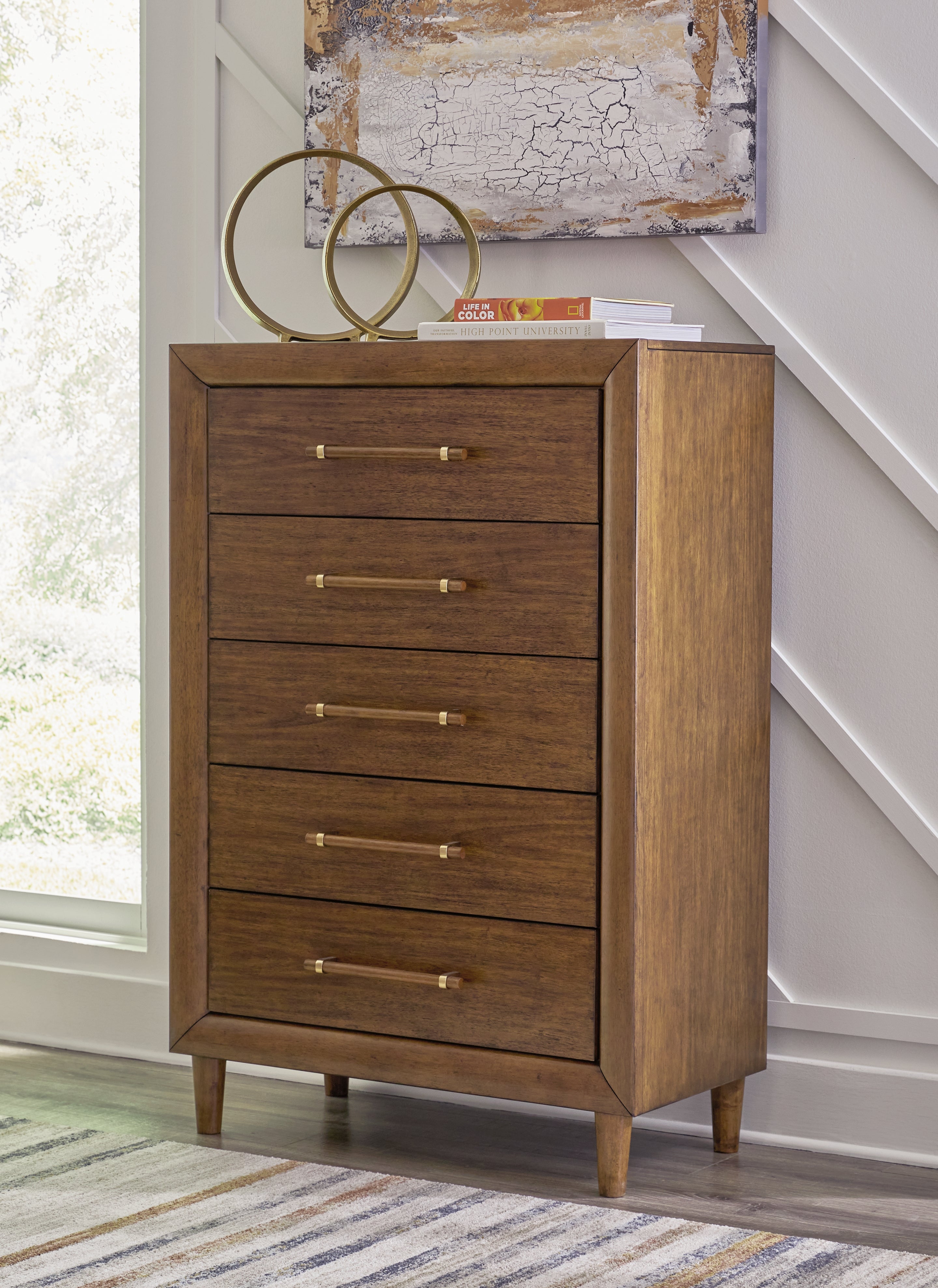 Prime Furniture - Ashley Furniture - Lyncott Bedroom - Five Drawer Chest / Brown - B615-46