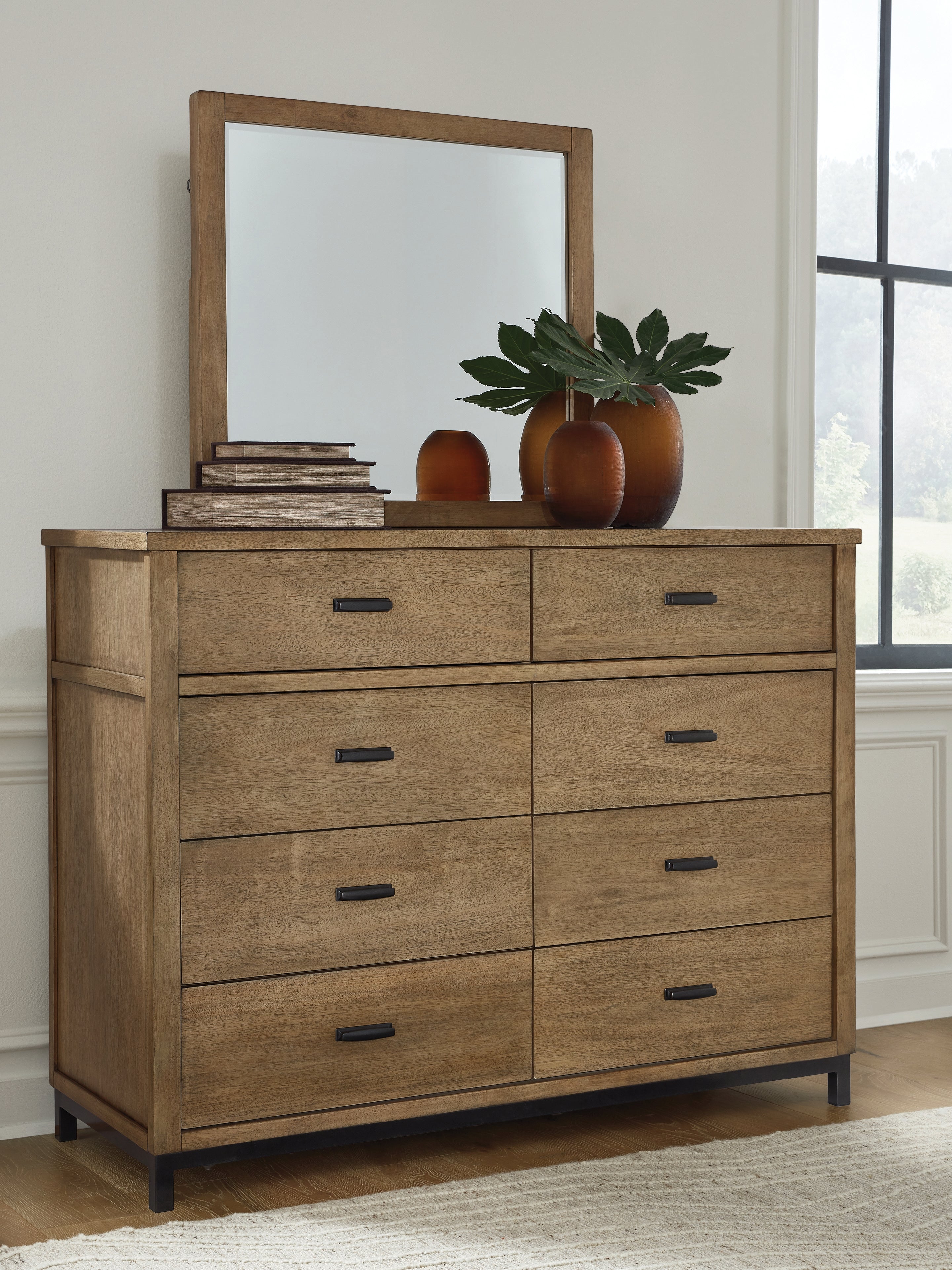 Prime Furniture - Ashley Furniture - Tomtyn Bedroom - Dresser and Mirror / Light Brown - B622B1