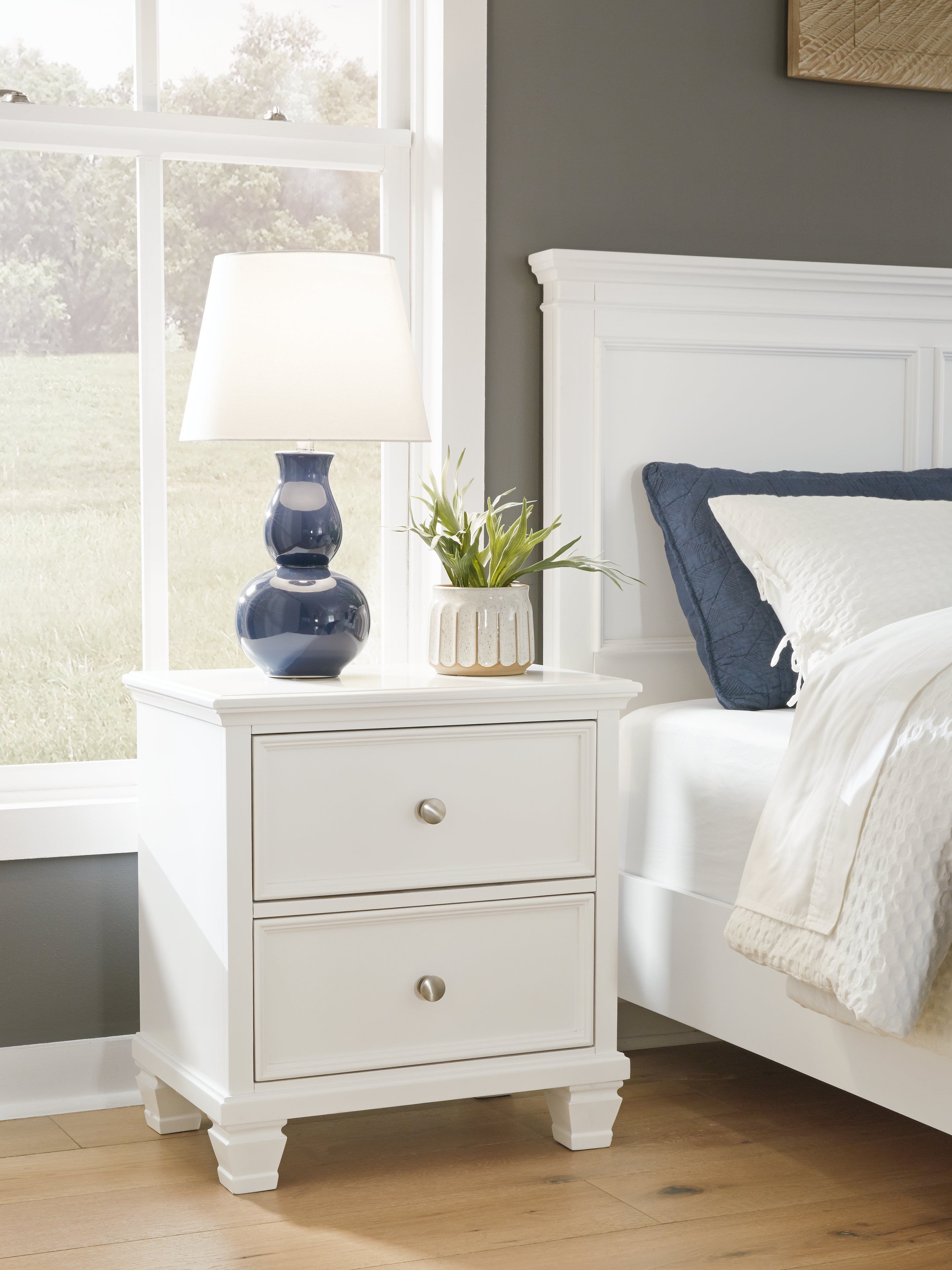 Prime Furniture - Ashley Furniture - Fortman Bedroom - Two Drawer Night Stand / White - B680-92