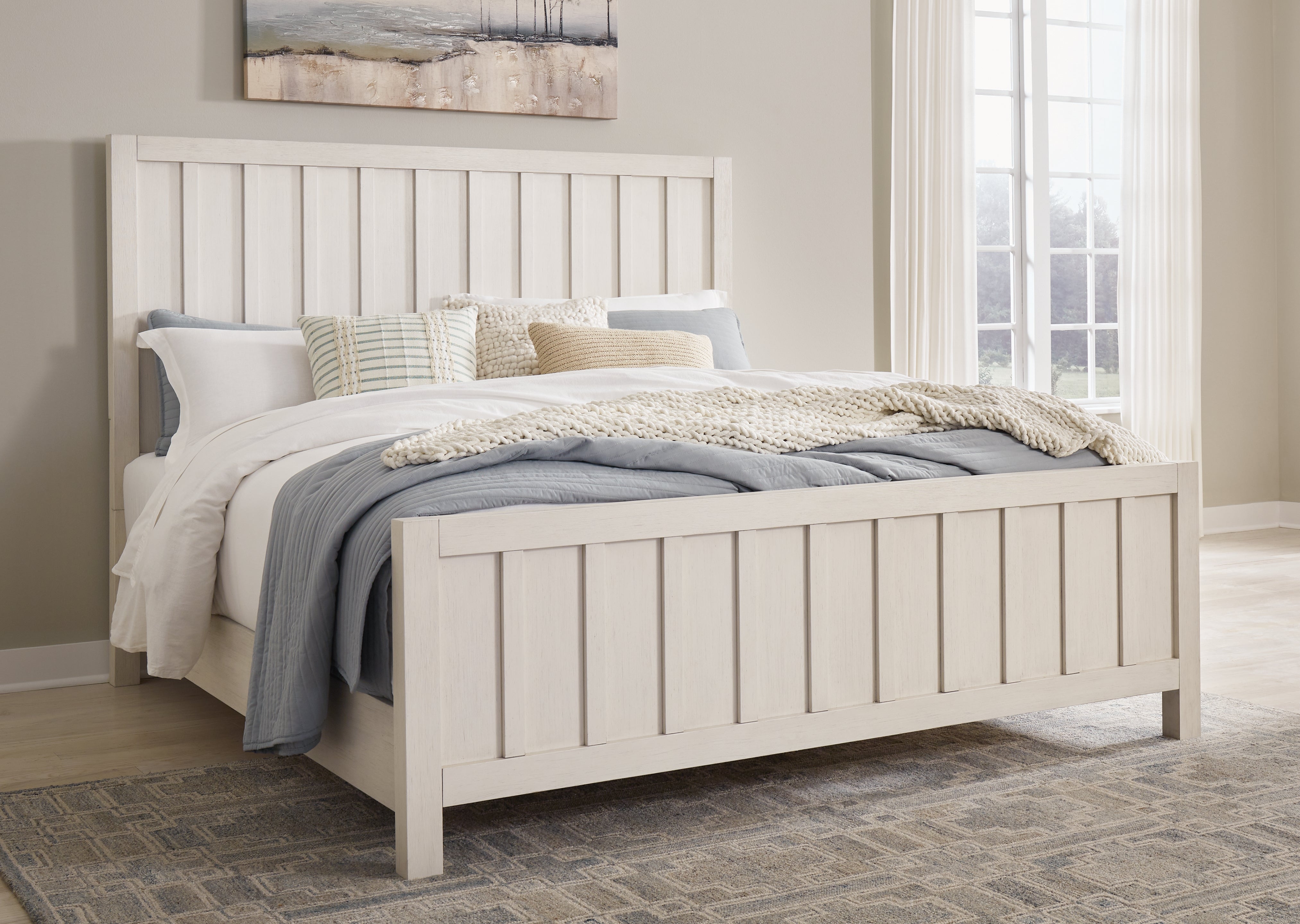 Prime Furniture - Ashley Furniture - Shaybrock Bedroom - California King Panel Bed / Antique White - B683B7