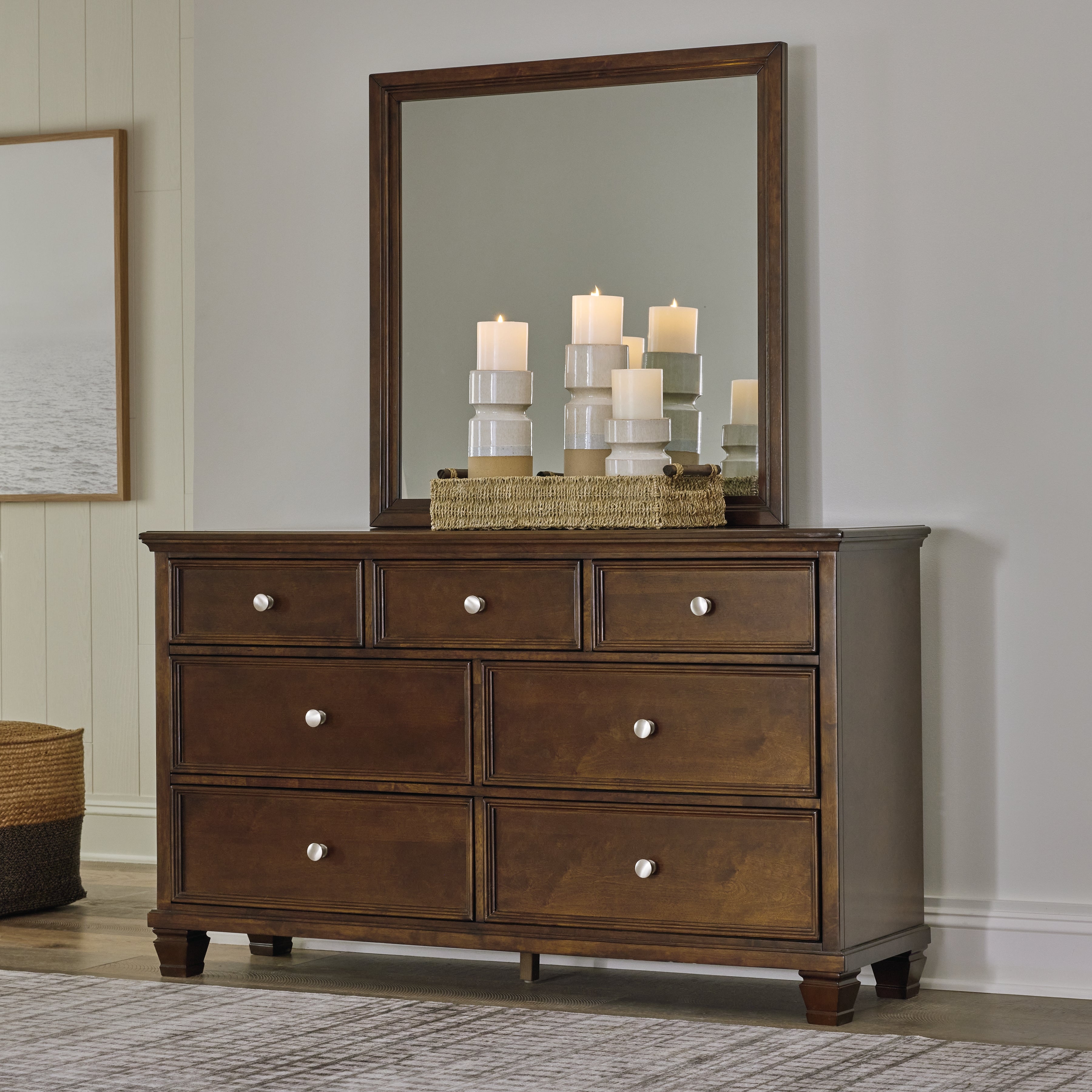 Prime Furniture - Ashley Furniture - Danabrin Bedroom - Dresser and Mirror / Brown - B685B1