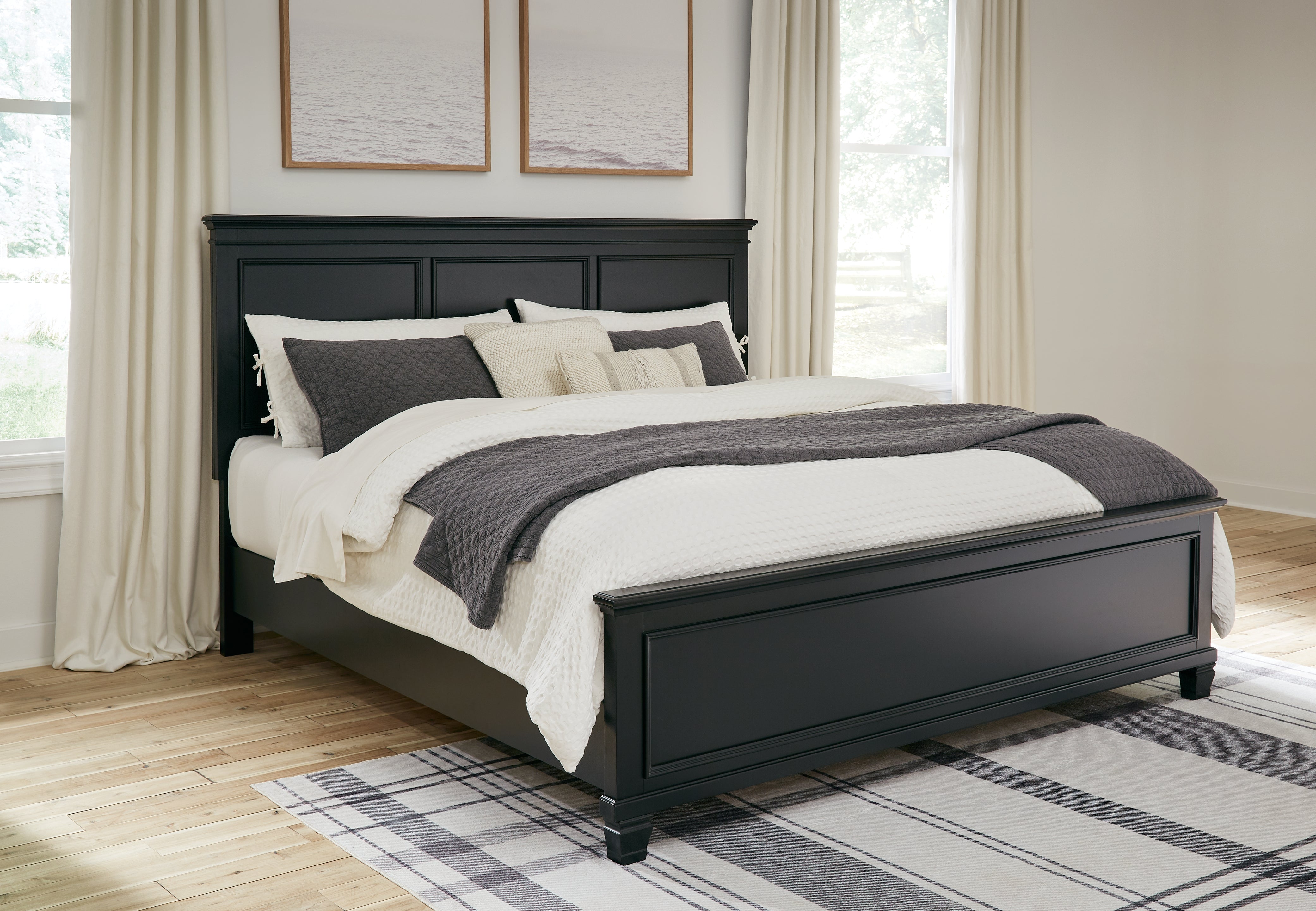 Prime Furniture - Ashley Furniture - Lanolee Bedroom - King Panel Bed / Black - B687B8
