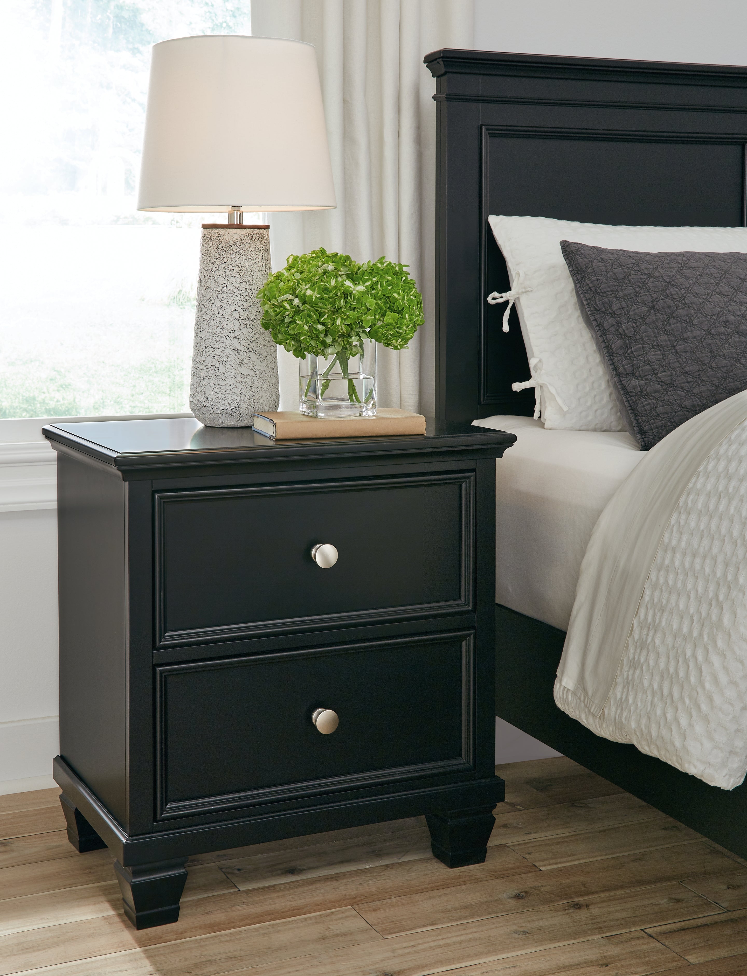 Prime Furniture - Ashley Furniture - Lanolee Bedroom - Two Drawer Night Stand / Black - B687-92