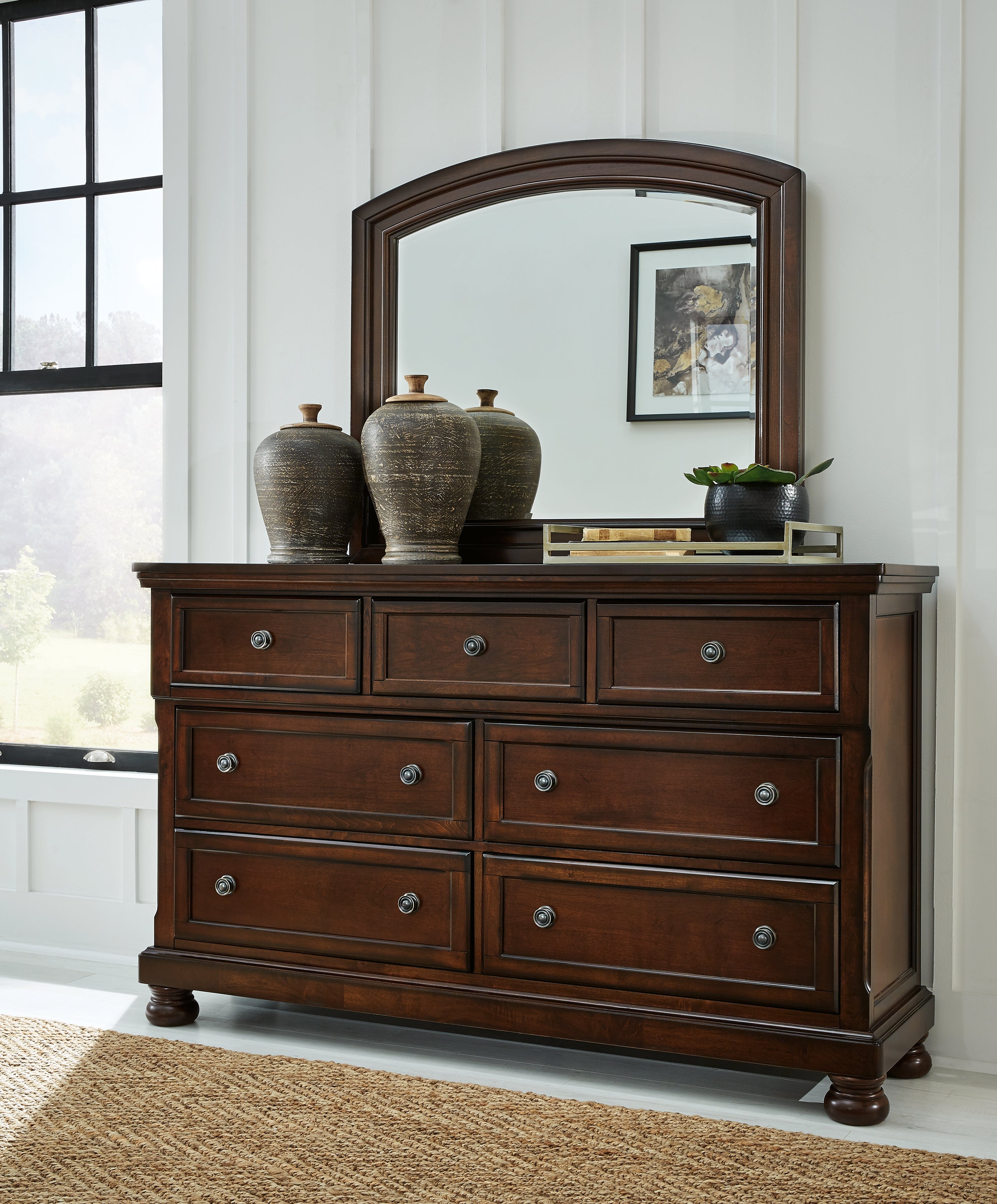 Prime Furniture - Ashley Furniture - Porter Bedroom - Dresser and Mirror / Rustic Brown - B697B1