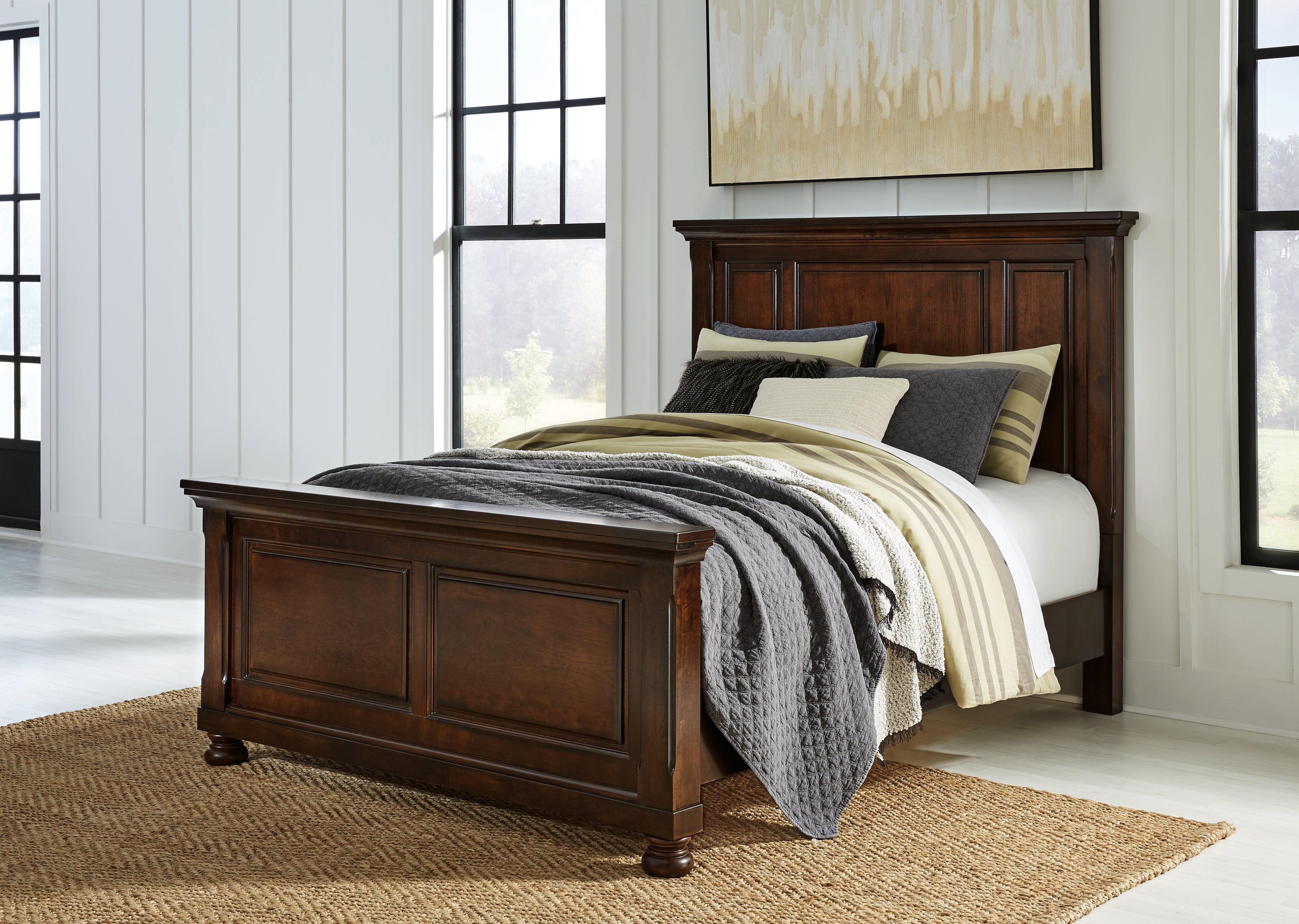 Prime Furniture - Ashley Furniture - Porter Bedroom - Queen Panel Bed / Rustic Brown - B697B2