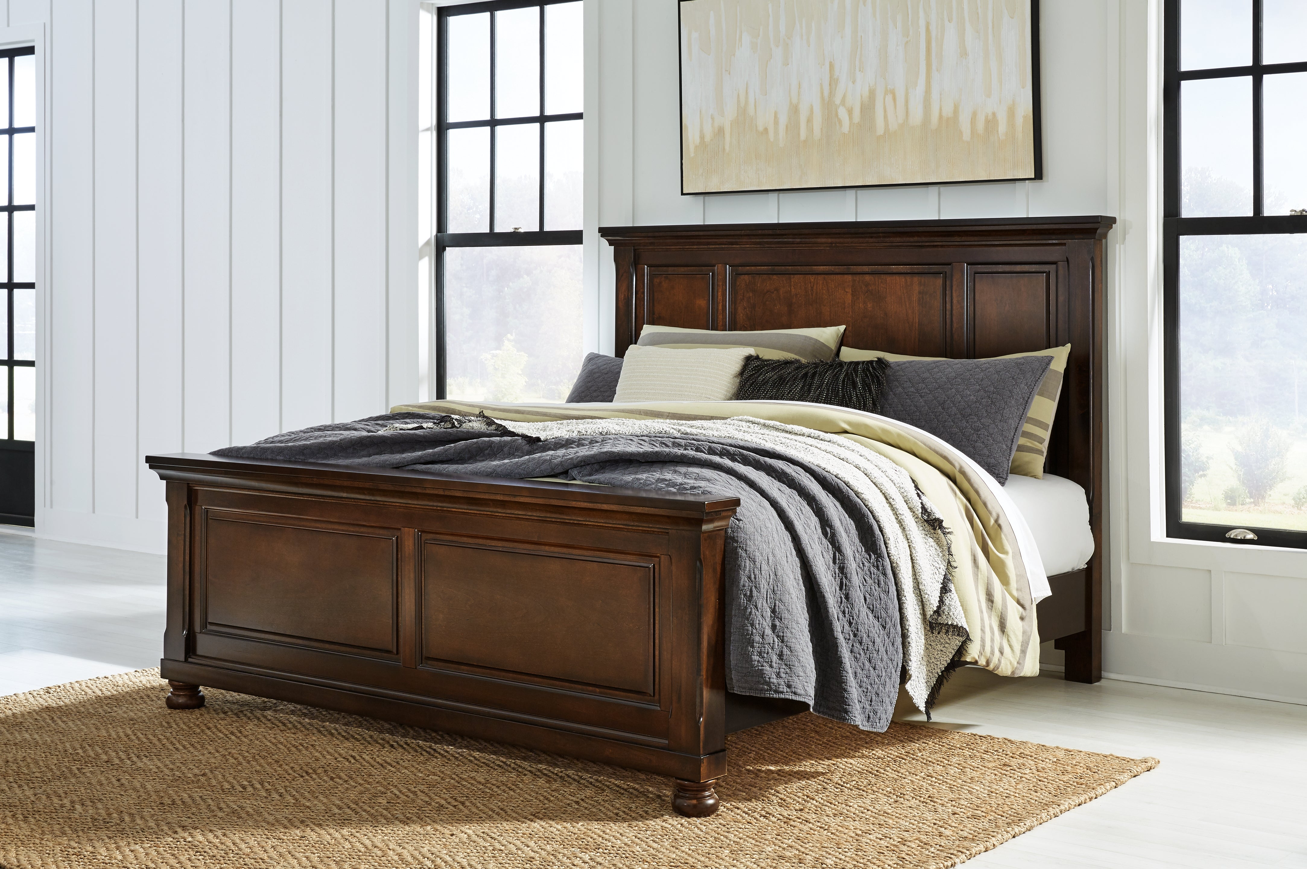 Prime Furniture - Ashley Furniture - Porter Bedroom - King Panel Bed / Rustic Brown - B697B11