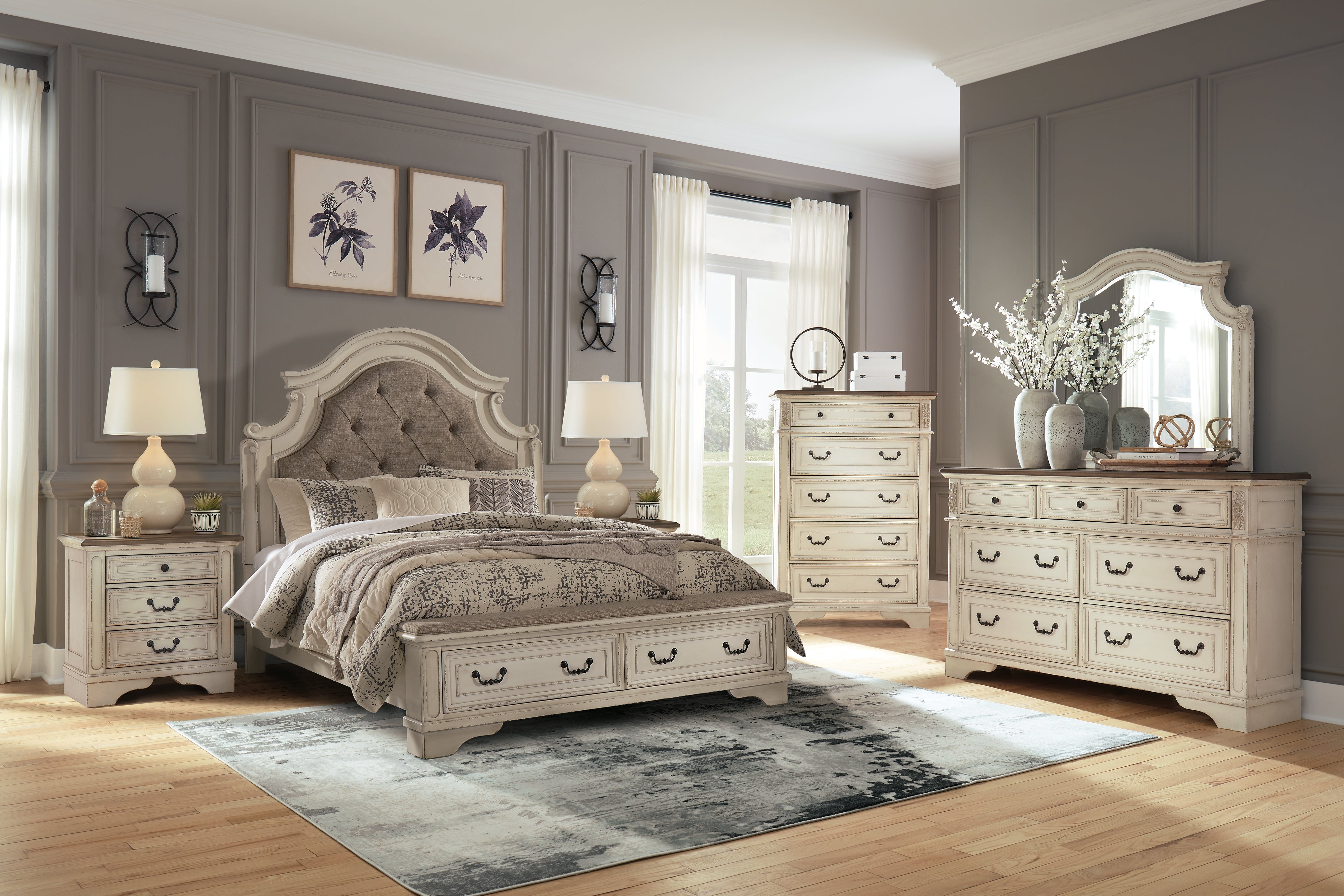Prime Furniture - Ashley Furniture - Realyn Bedroom - Queen Upholstered Storage Bed / Two-tone - B743B18