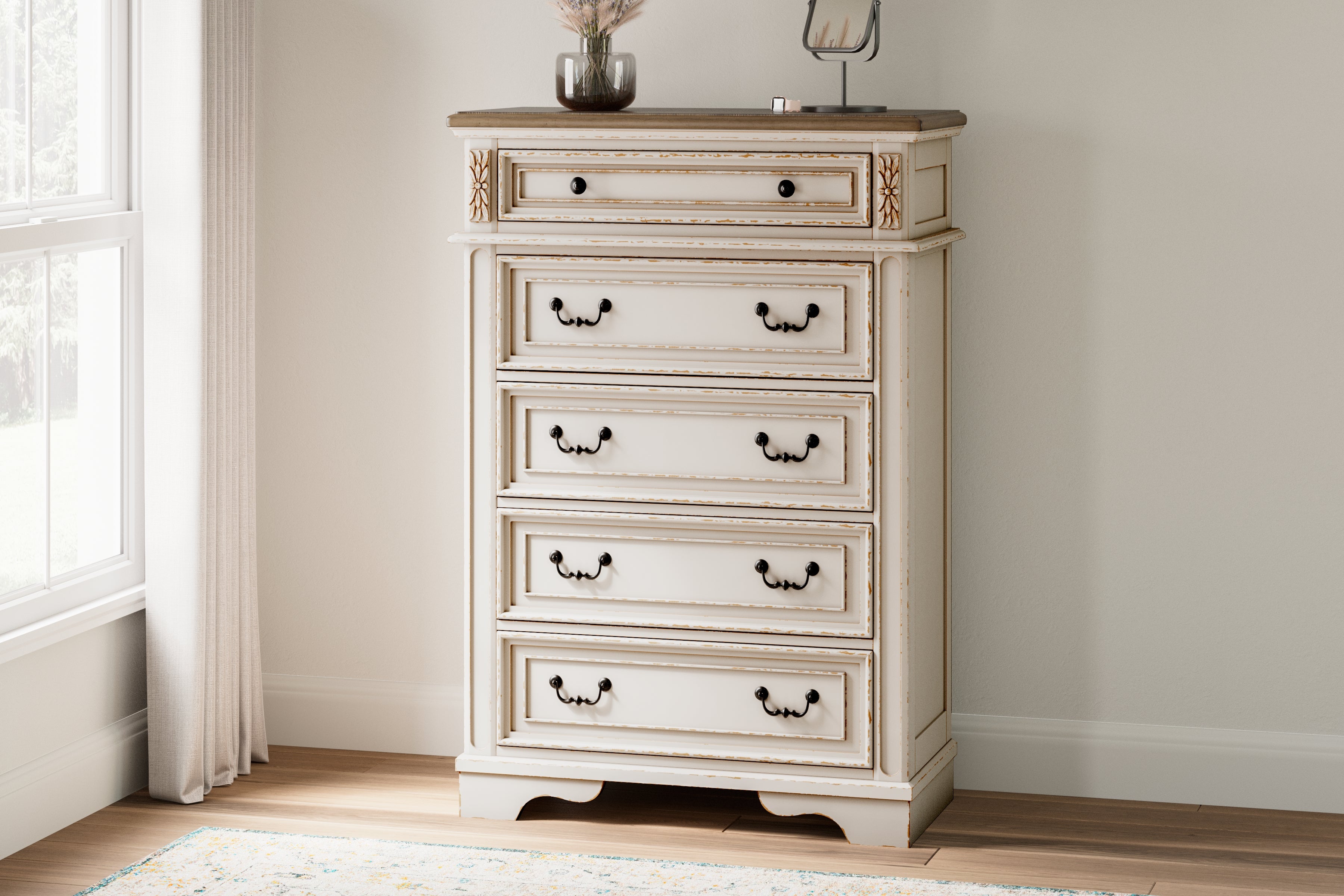 Prime Furniture - Ashley Furniture - Realyn Bedroom - Five Drawer Chest / Two-tone - B743-46