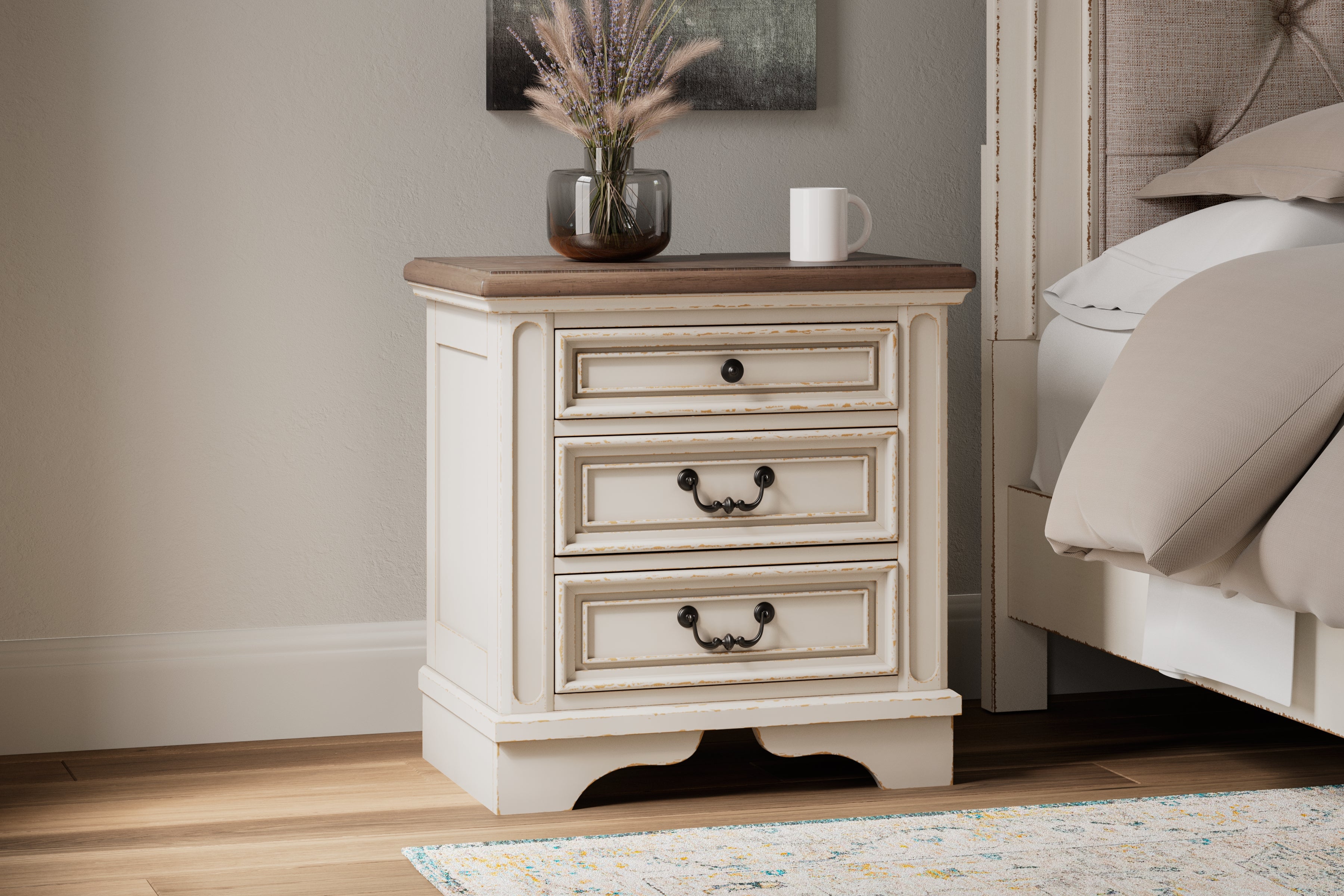 Prime Furniture - Ashley Furniture - Realyn Bedroom - Three Drawer Night Stand / Two-tone - B743-93