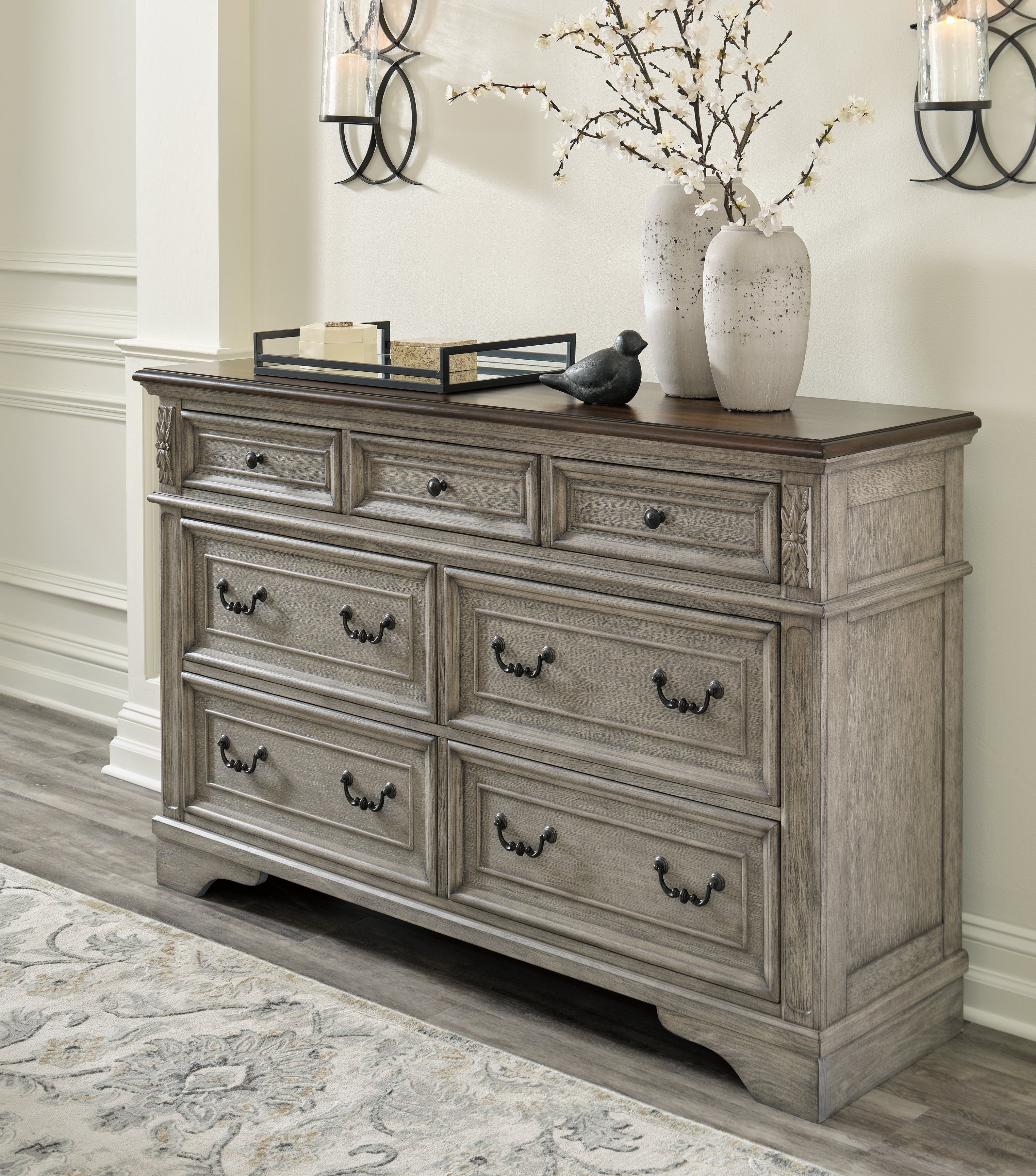 Prime Furniture - Ashley Furniture - Lodenbay Bedroom - Five Drawer Chest / Antique Gray/Brown - B751-46