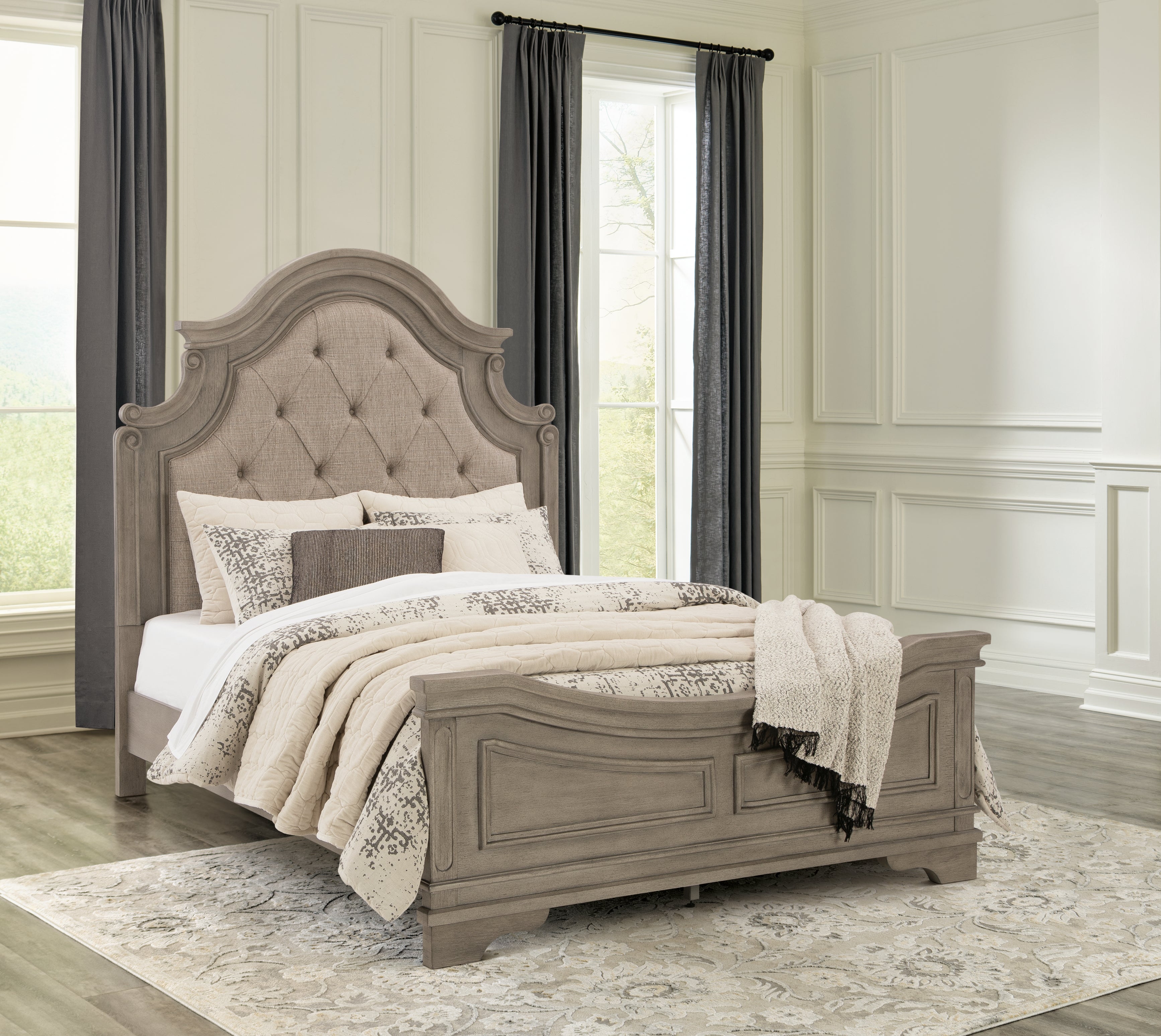 Prime Furniture - Ashley Furniture - Lodenbay Bedroom - Queen Panel Bed / Antique Gray - B751B2