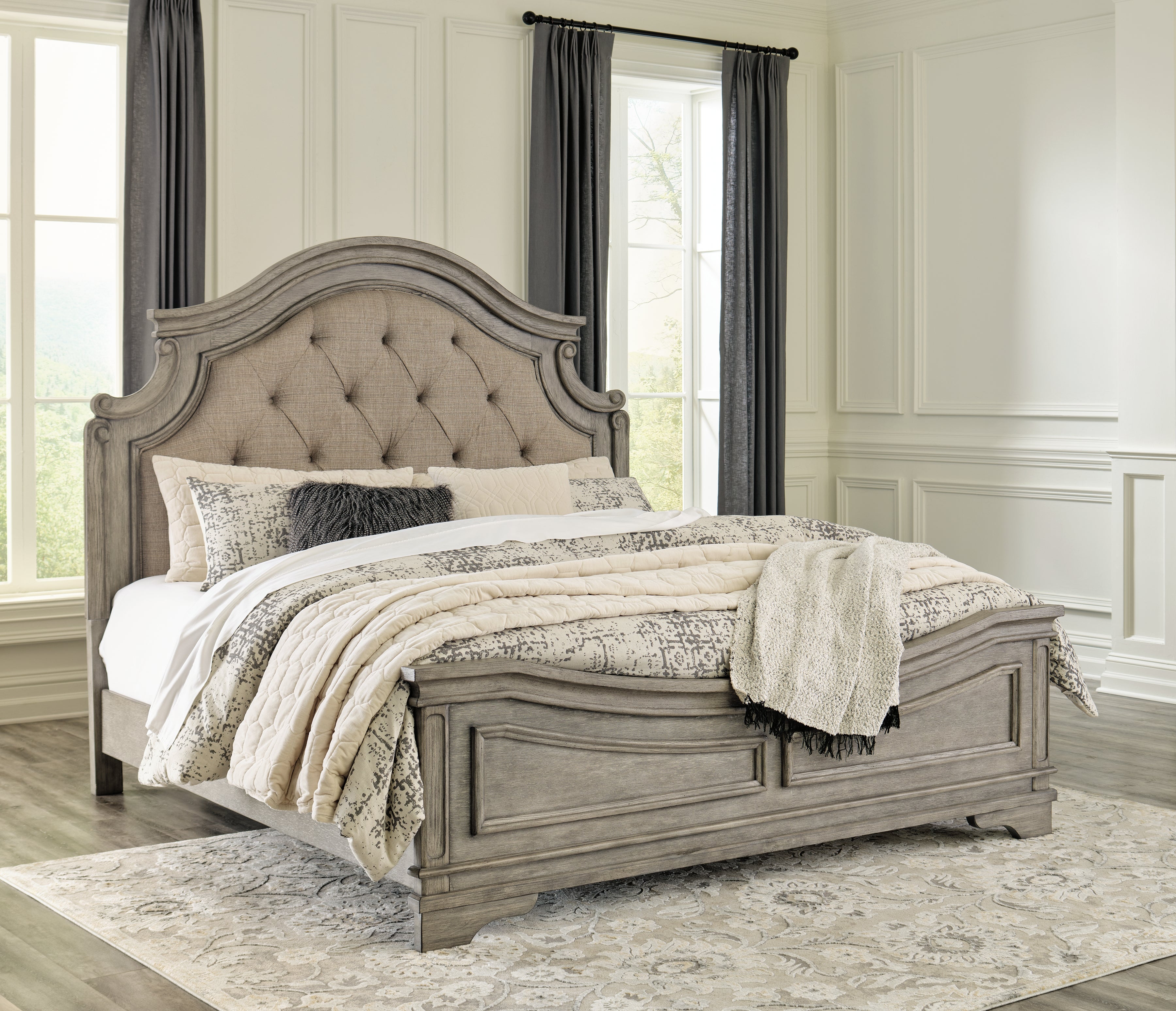 Prime Furniture - Ashley Furniture - Lodenbay Bedroom - California King Panel Bed / Antique Gray - B751B5