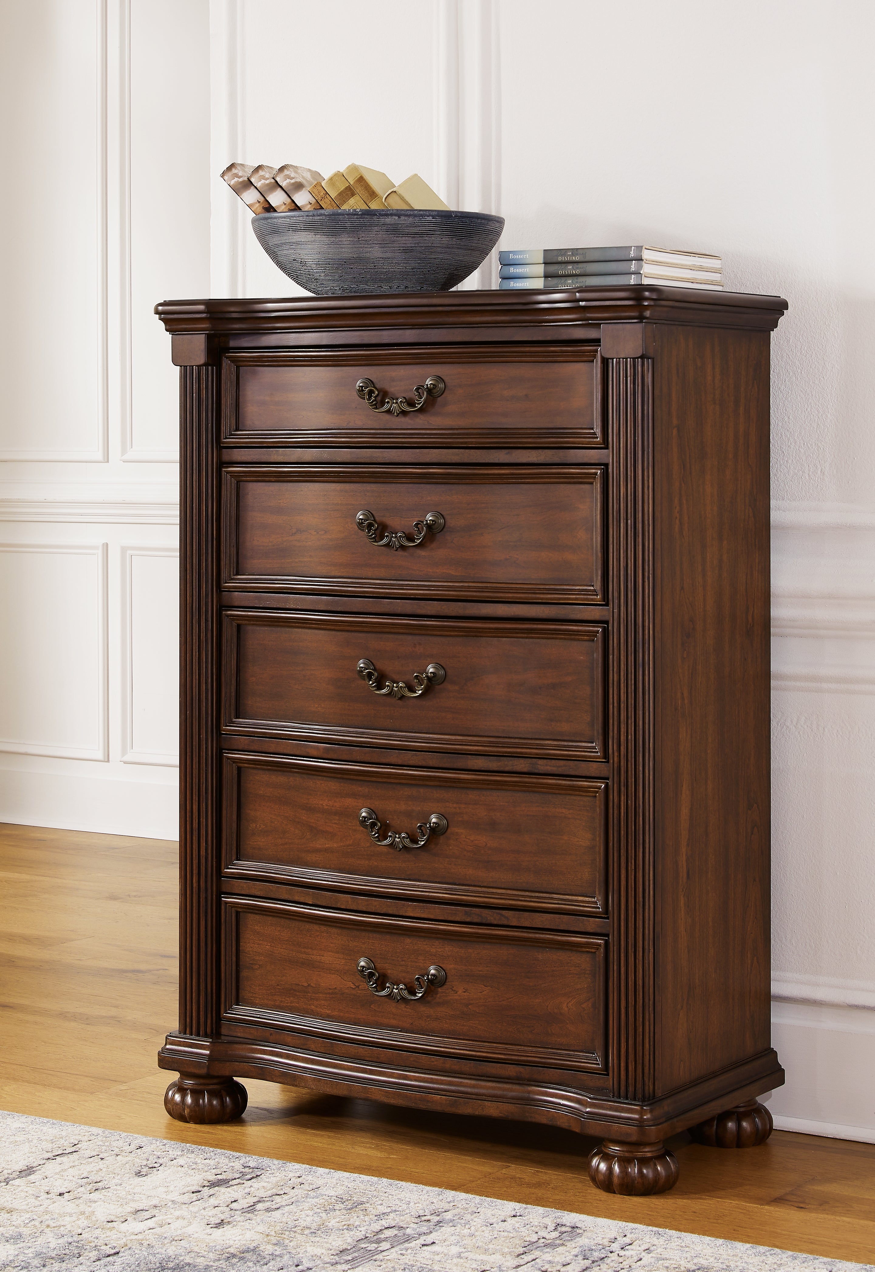 Prime Furniture - Ashley Furniture - Lavinton Bedroom - Five Drawer Chest / Brown - B764-46