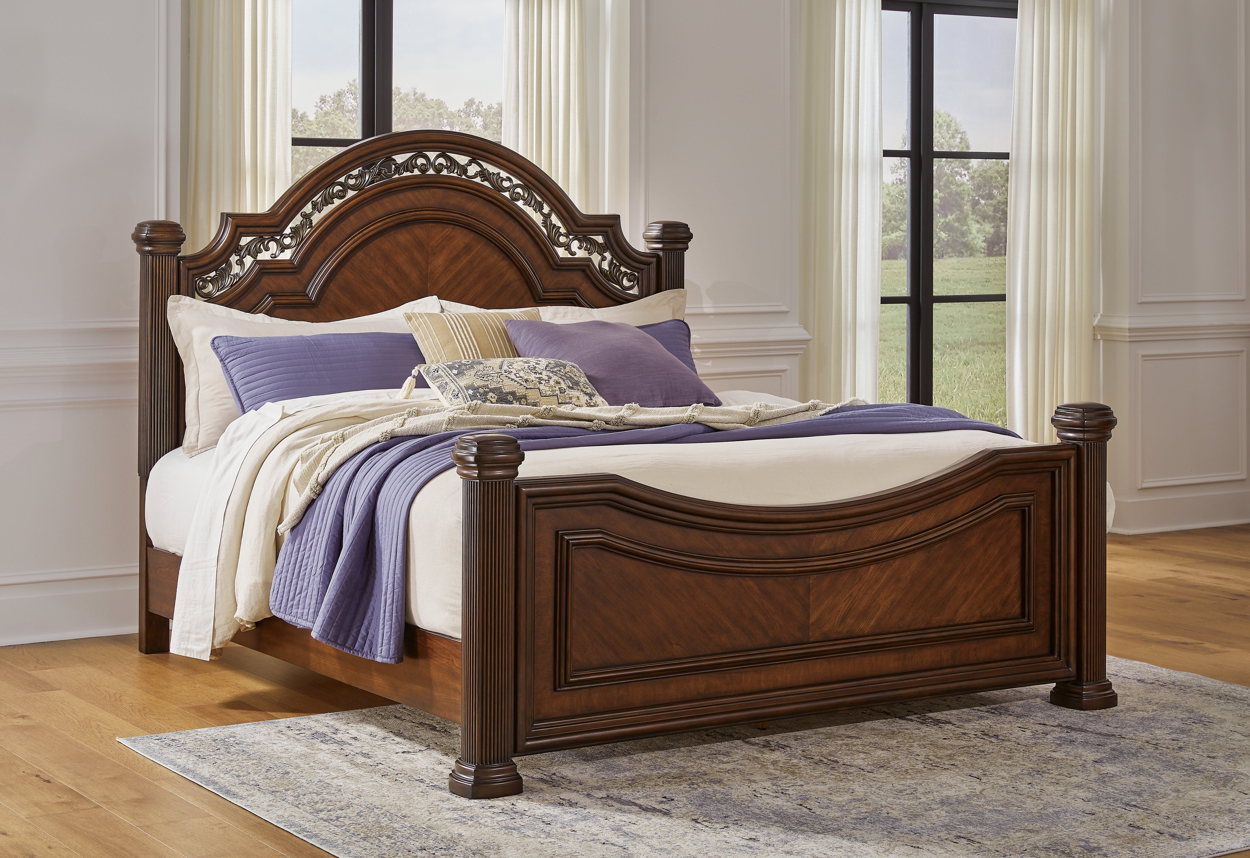 Prime Furniture - Ashley Furniture - Lavinton Bedroom - King Poster Bed / Brown - B764B9