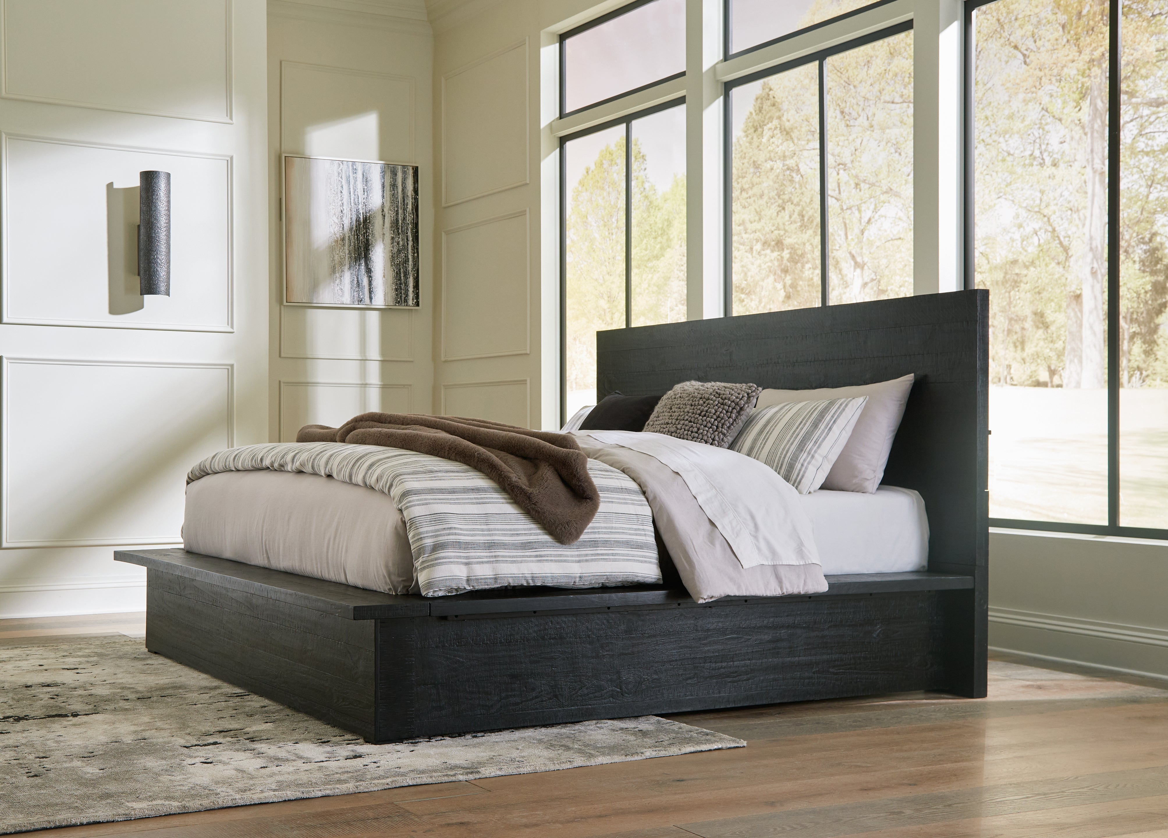 Prime Furniture - Ashley Furniture - Londer Bedroom - California King Panel Bed / Black - B768B5
