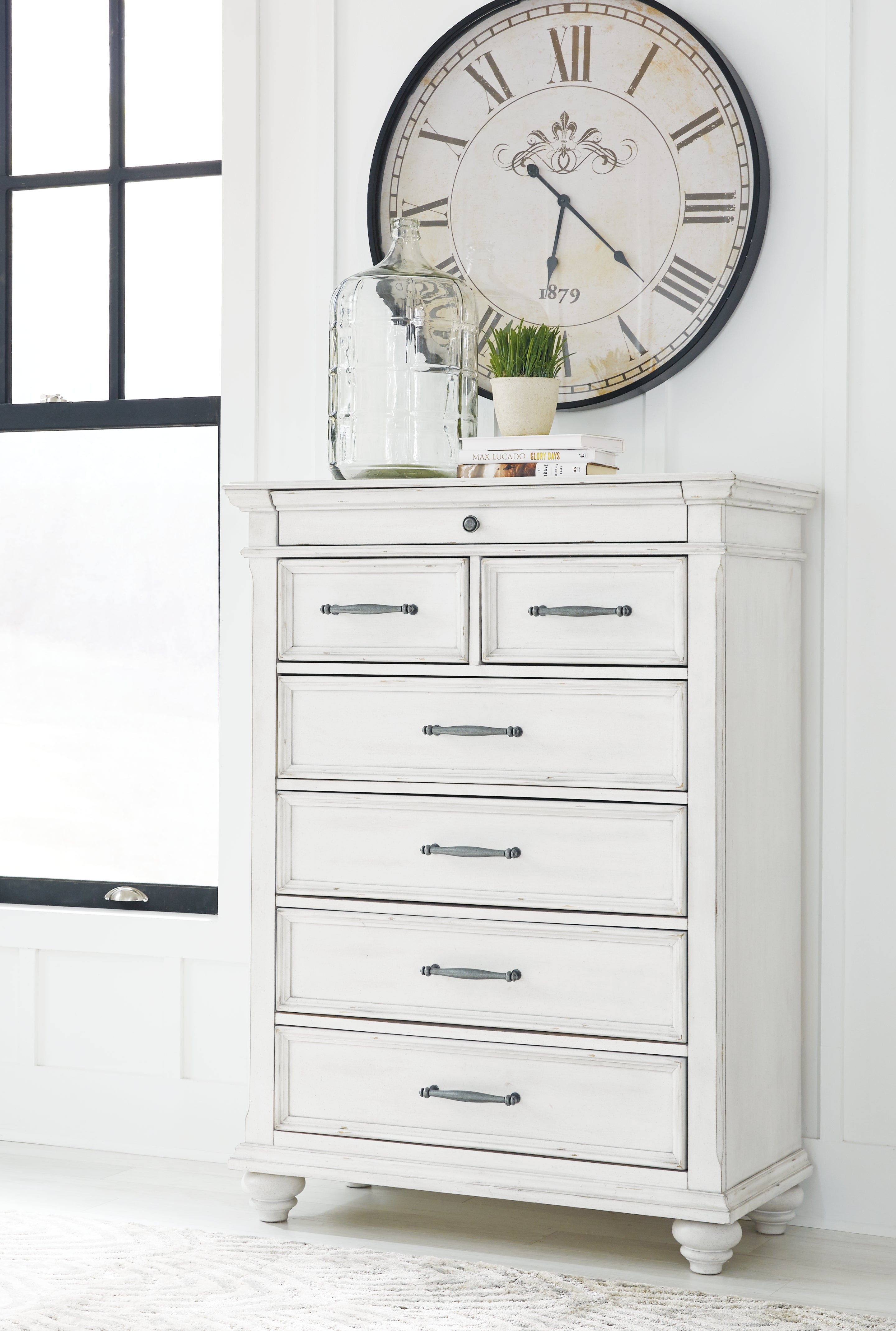 Prime Furniture - Ashley Furniture - Kanwyn Bedroom - Chest / Whitewash - B777-46