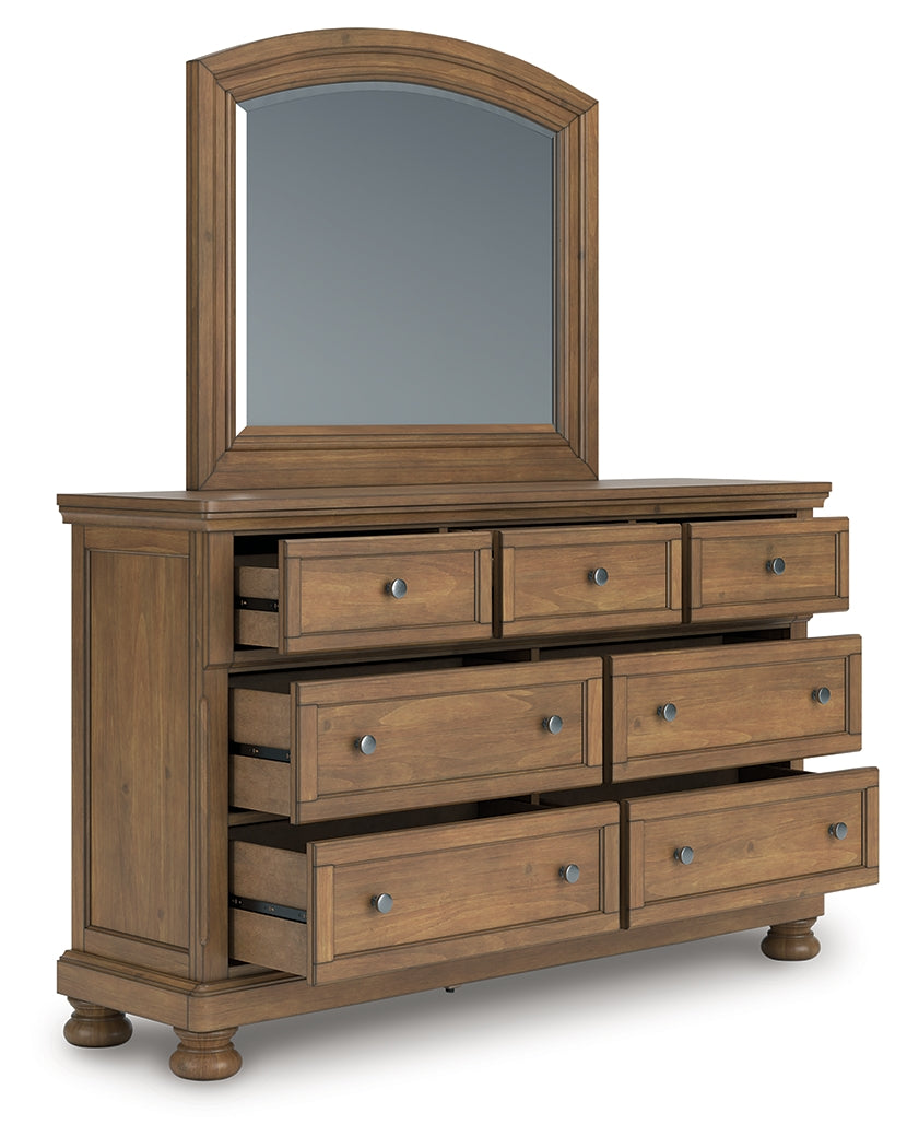 Prime Furniture - Ashley Furniture - Feddinger Bedroom - Dresser and Mirror / Medium Brown - PCB779B1