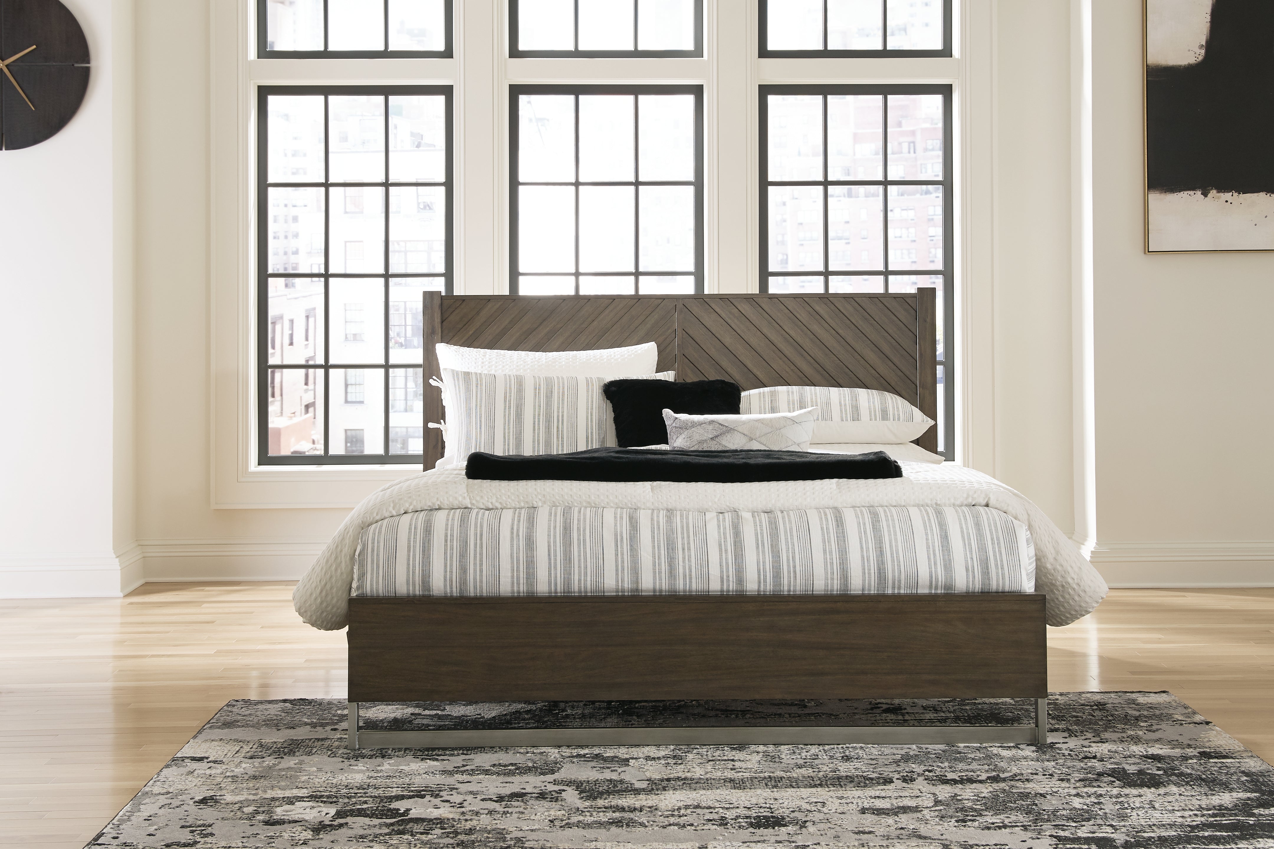 Prime Furniture - Ashley Furniture - Arkenton Bedroom - California King Panel Bed / Grayish Brown - B786B5