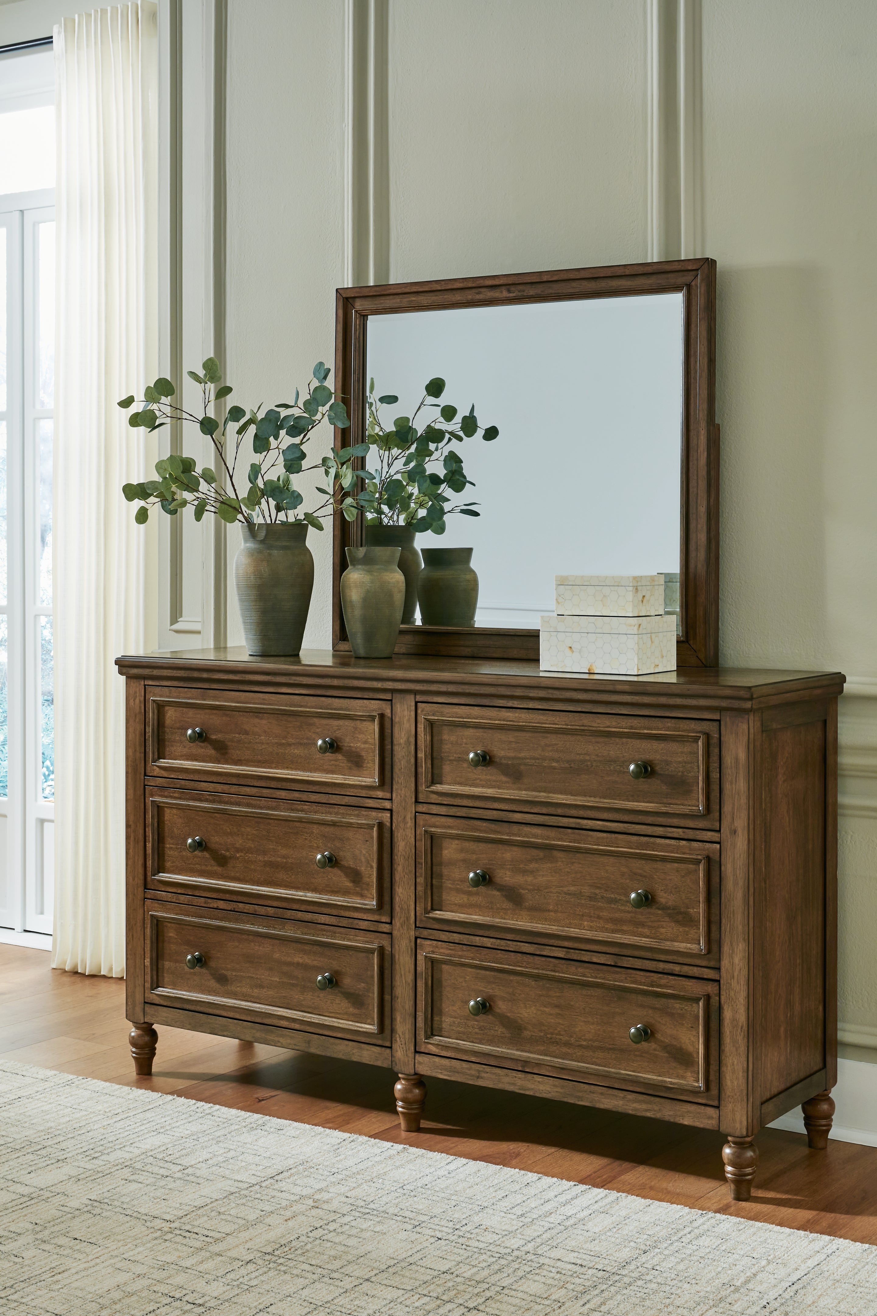 Prime Furniture - Ashley Furniture - Sturlayne Bedroom - Dresser and Mirror / Brown - B787B1
