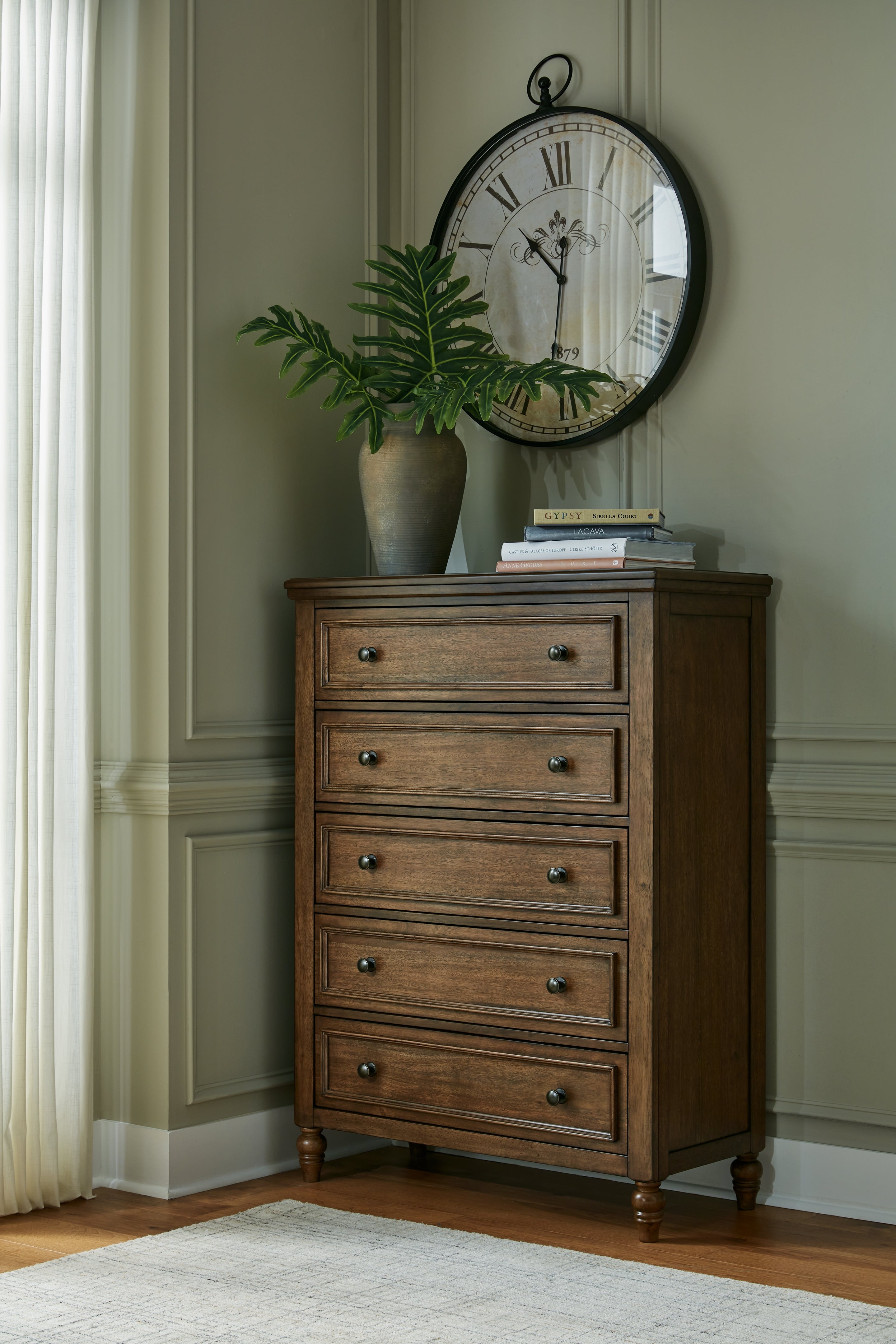 Prime Furniture - Ashley Furniture - Sturlayne Bedroom - Five Drawer Chest / Brown - B787-46